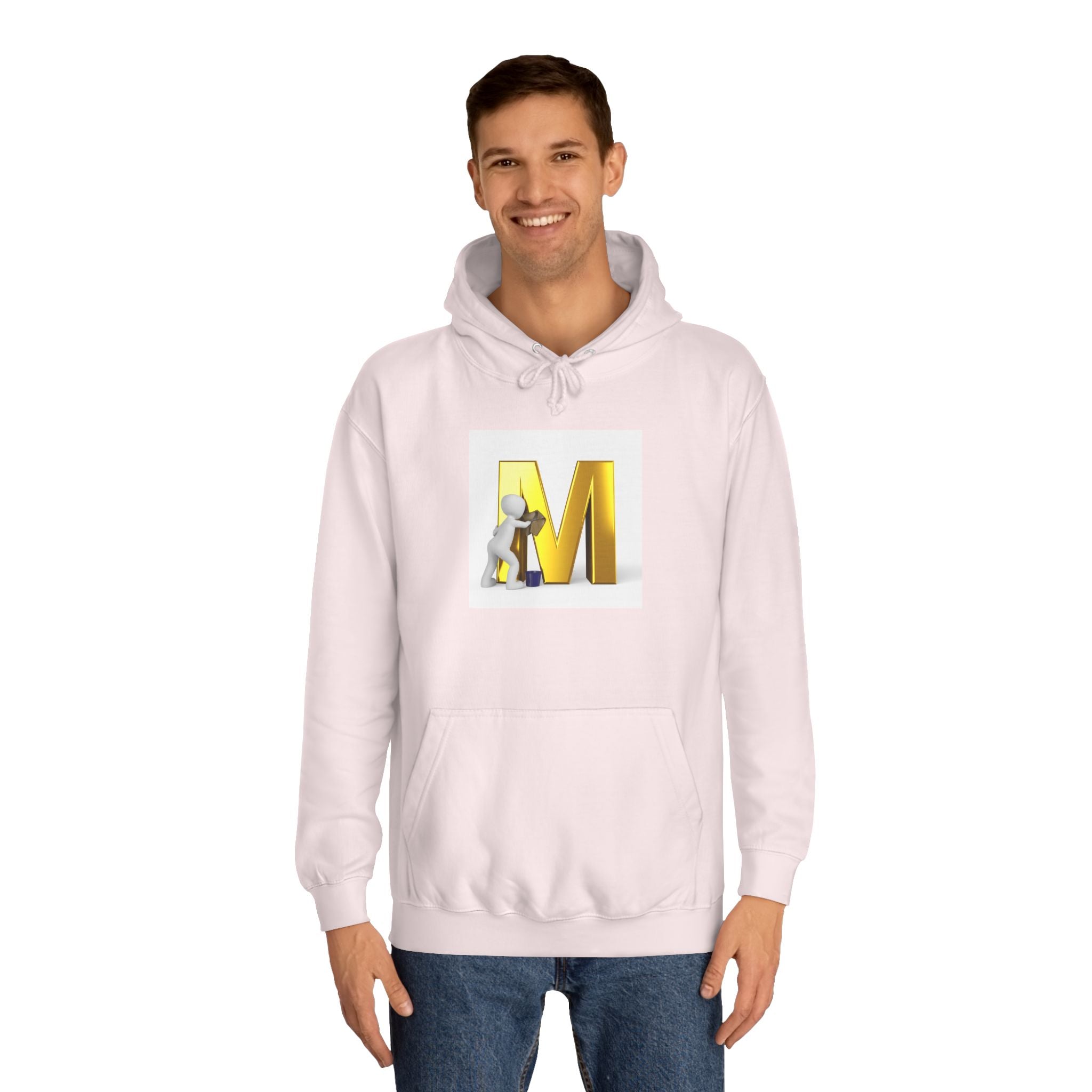 Gold Letter M with Figure Hoodie | Monogram Initial M Sweatshirt