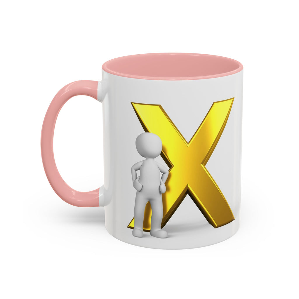 Mug à anse avec lettre X dorée et figurine 3D | Mug à café 11oz 15oz