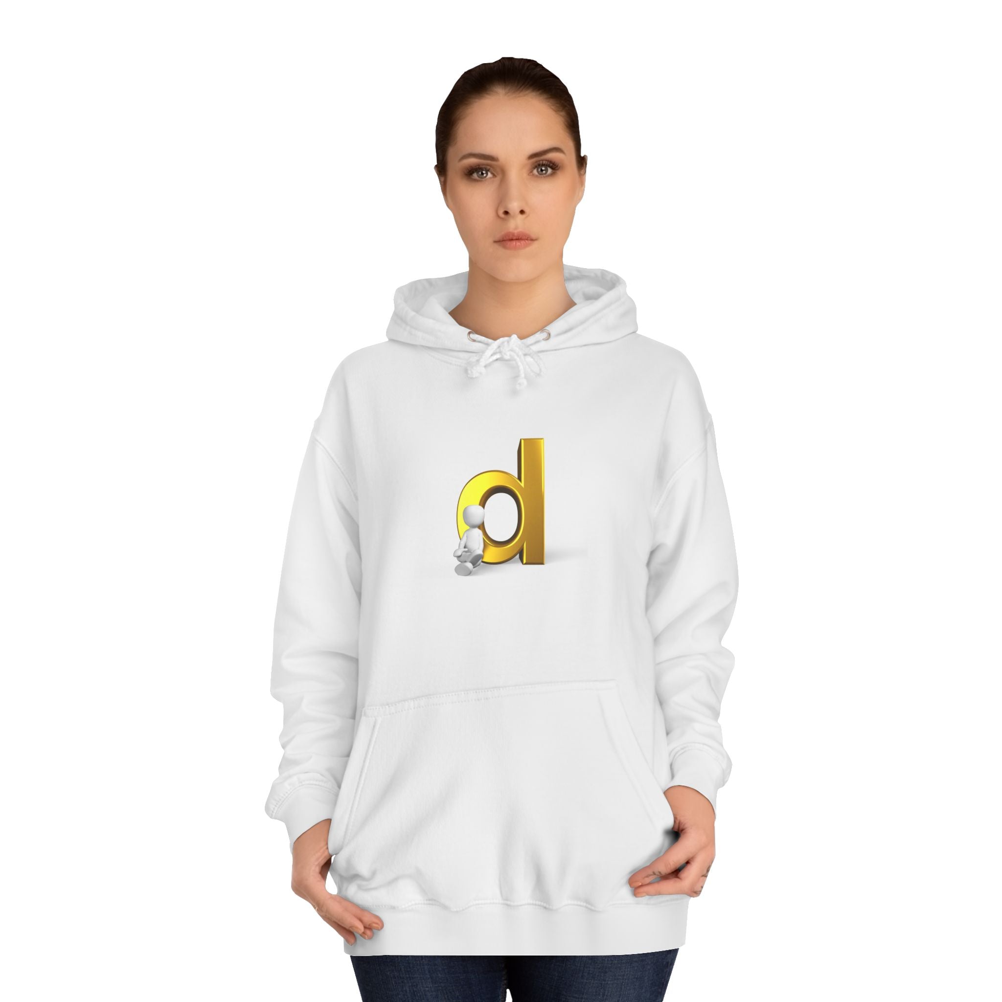 3D Gold Letter D Hoodie | Minimal Monogram Initial Sweatshirt