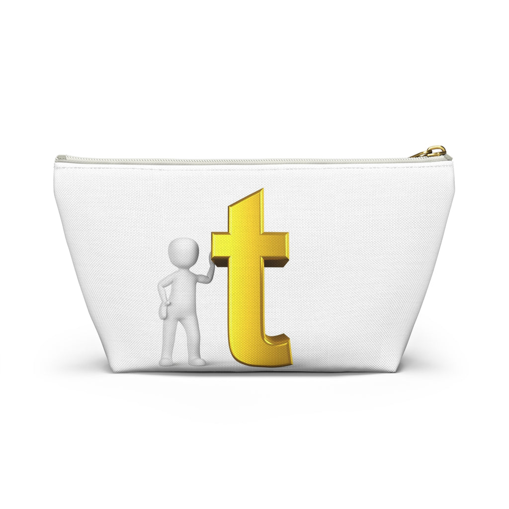 Gold Letter T Monogram Accessory Pouch | T-Bottom Makeup Bag