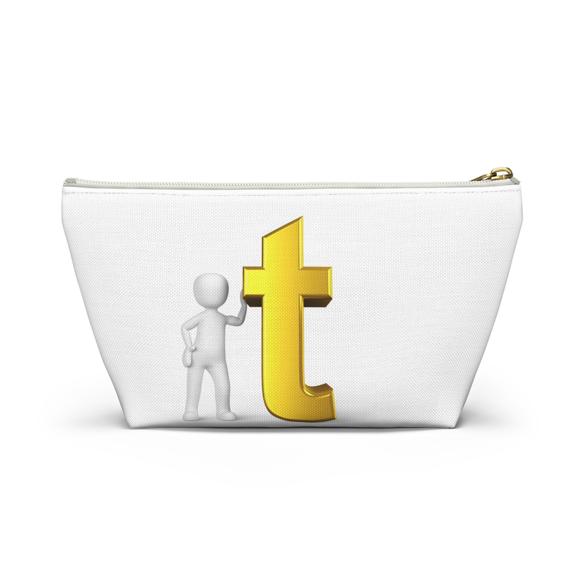 Gold Letter T Monogram Accessory Pouch | T-Bottom Makeup Bag
