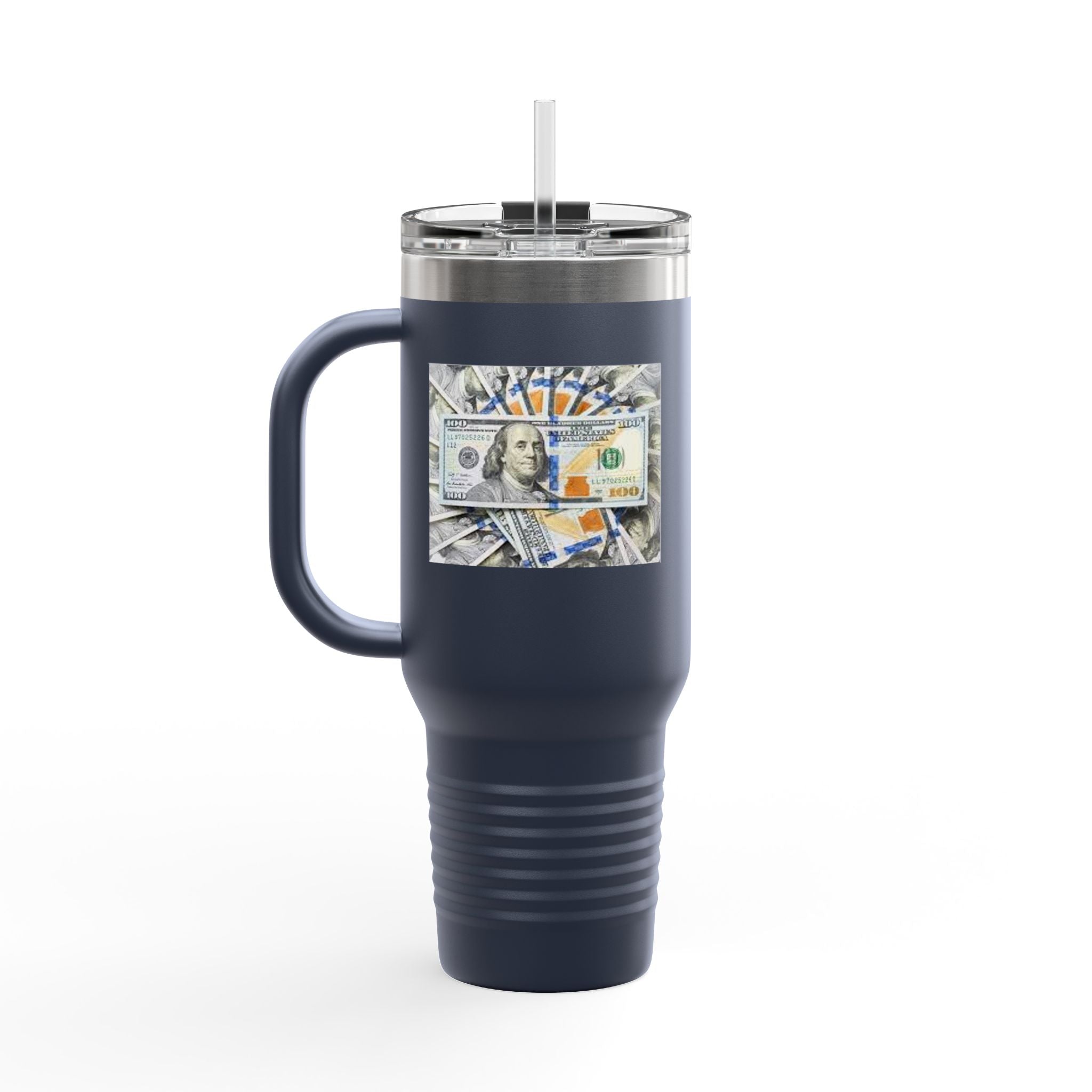 Stacked Hundred Dollar Bills Insulated Travel Mug | 40oz