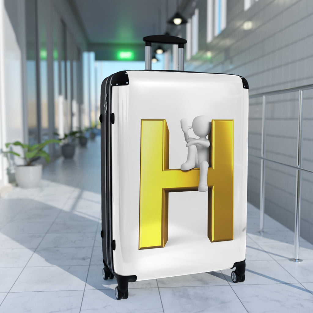 3D Gold Letter H Climber Suitcase | Hard Shell Luggage