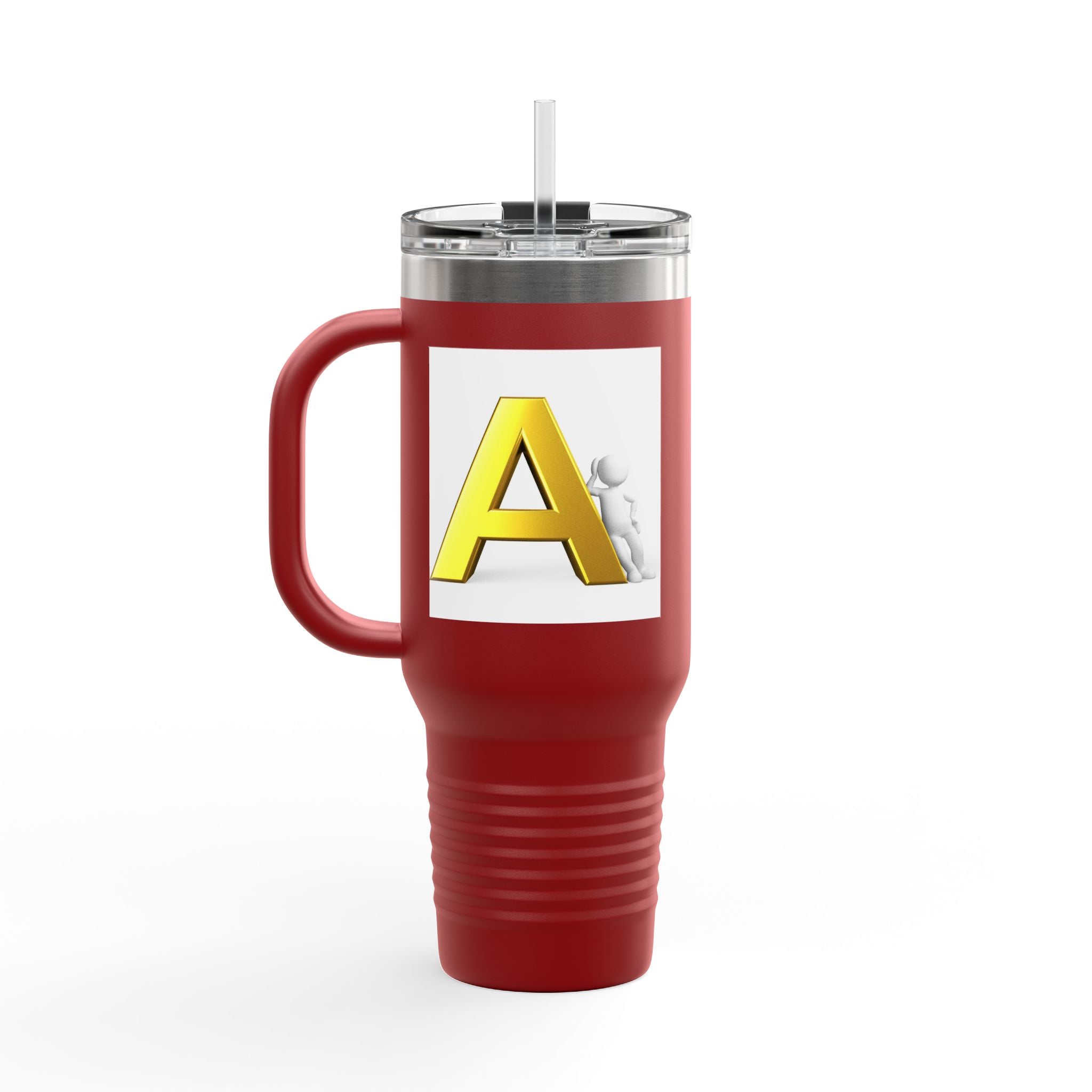 Yellow 3D Letter A Initial Travel Mug | 40oz Insulated Tumbler