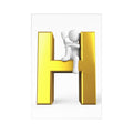 3D Gold Letter H with Stick Figure Postcards