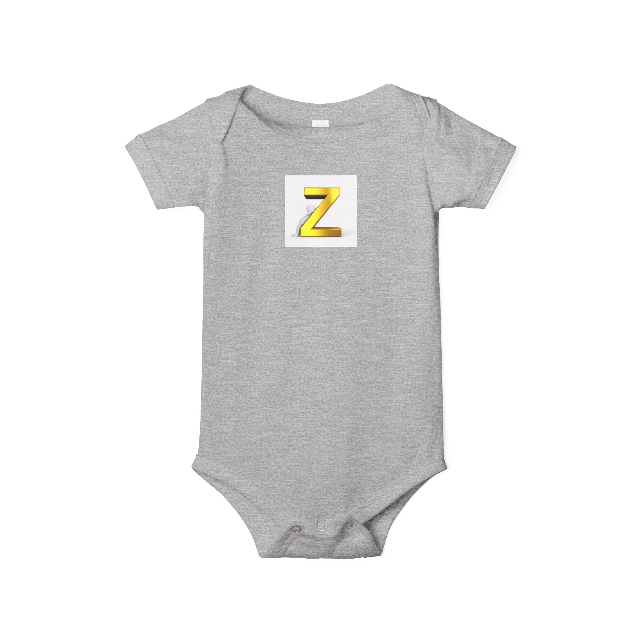 Gold Letter Z Infant Onesie | Baby Monogram Bodysuit