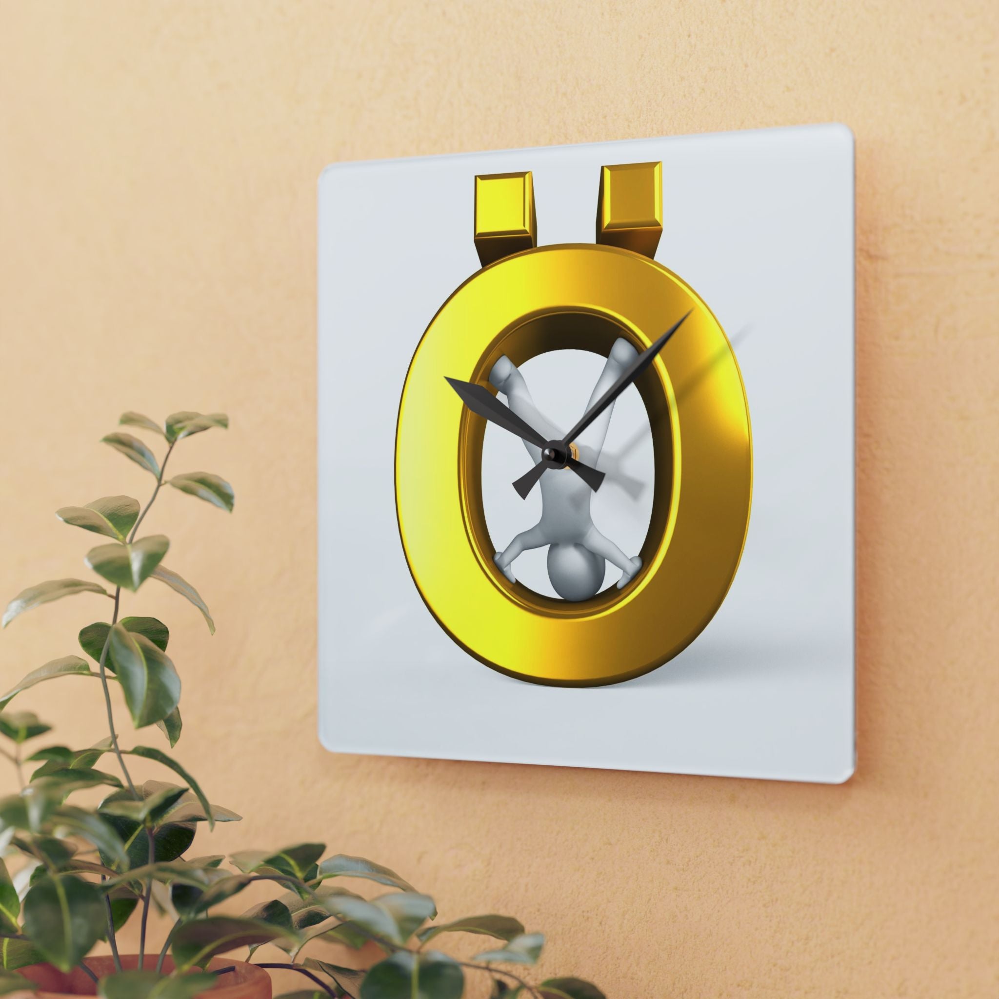Gold Letter Ö Clock Acrylic Wall Clock | Modern Currency Decor