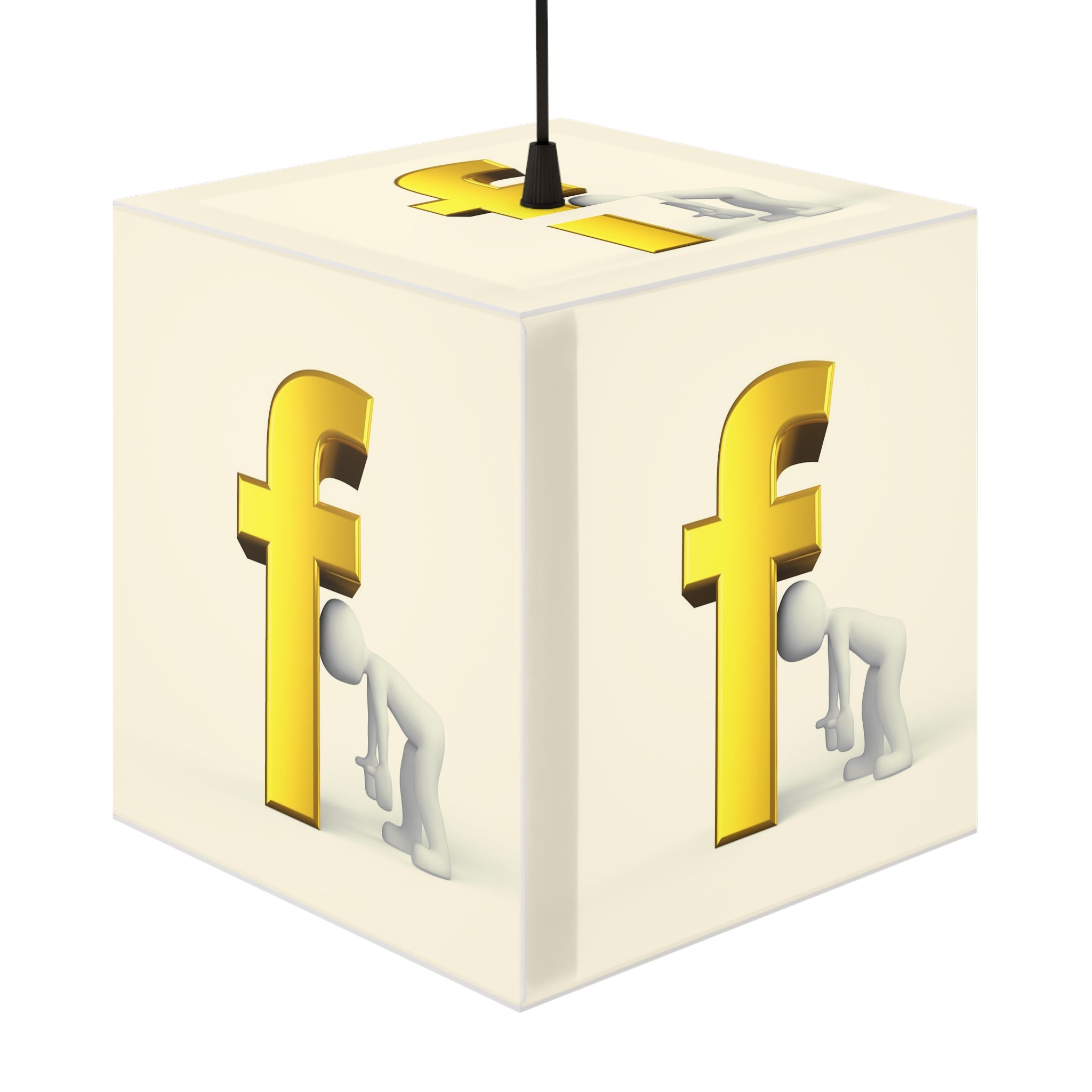Golden Letter F Cube Lamp | Decor Light