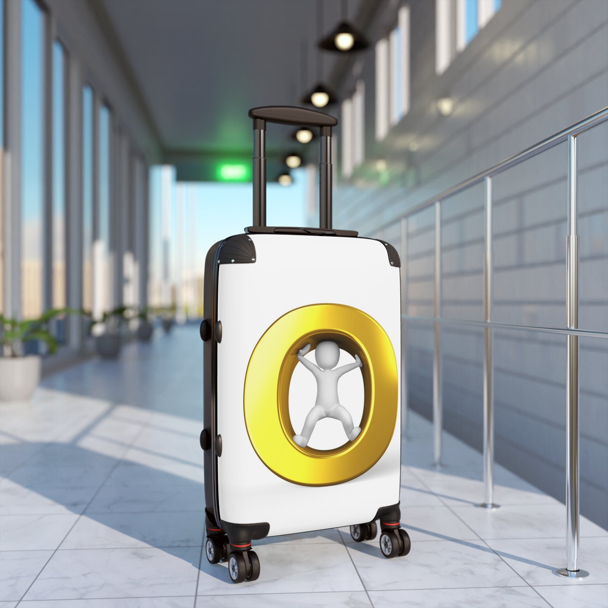 Gold Letter O Figure Suitcase | Luggage with 3D Initial
