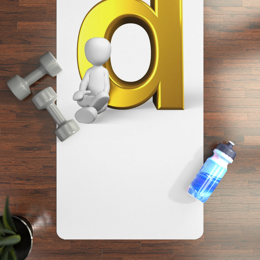 Gold Letter D with Sitting Figure Rubber Yoga Mat | Minimal Alphabet Design