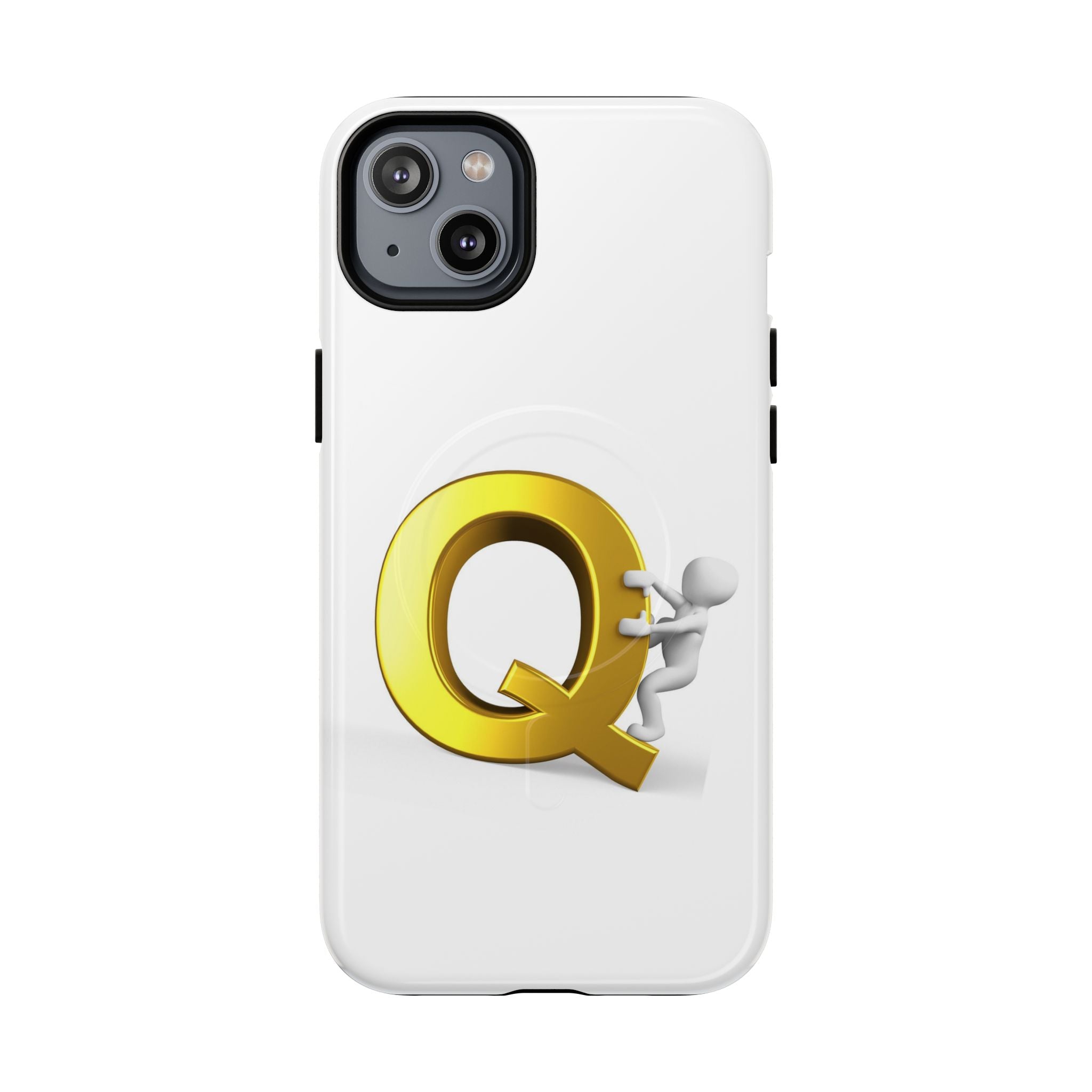 Coque de téléphone motif Lettre Q dorée | Coque de protection magnétique