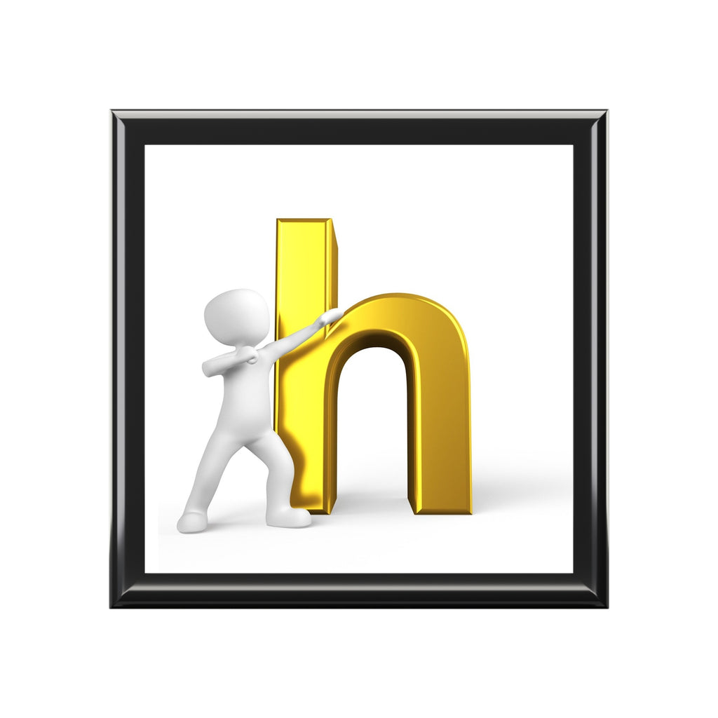 3D Gold Letter H Monogram Jewelry Box | Personalized Initial Keepsake