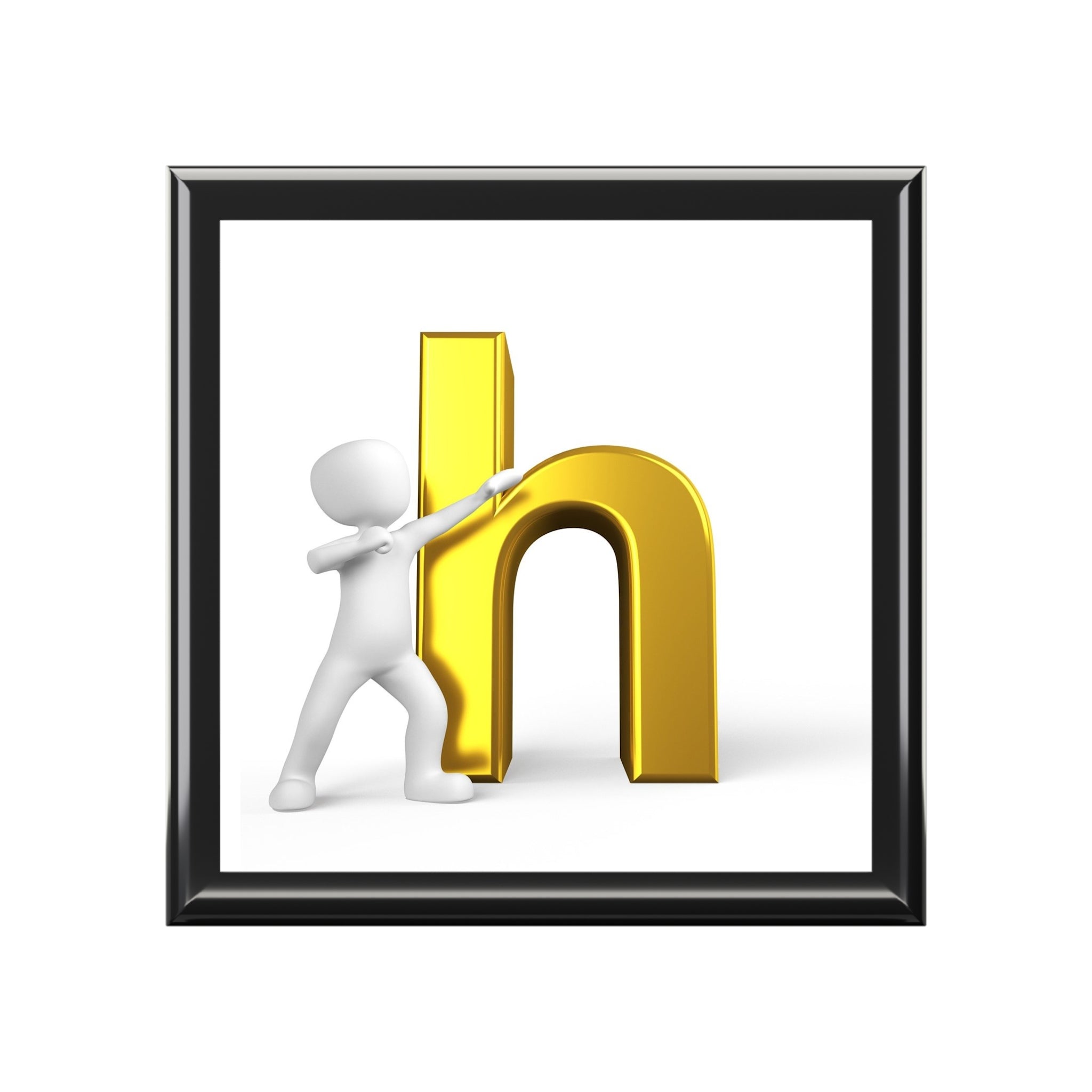 3D Gold Letter H Monogram Jewelry Box | Personalized Initial Keepsake