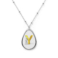 Oval Initial Pendant Necklace — Personalized Y Monogram Teardrop Necklace