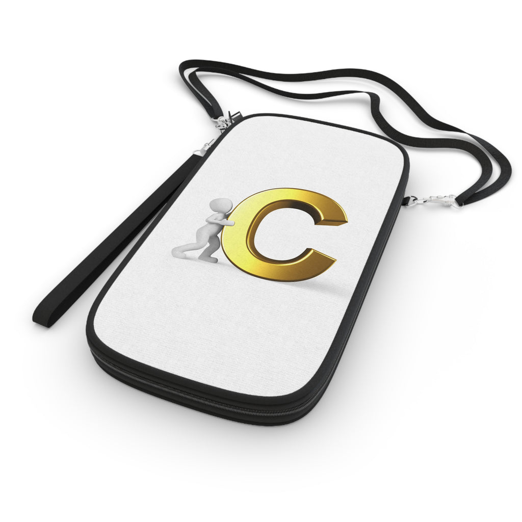 Gold Letter C with 3D Figure Passport Wallet | Monogram Initial C