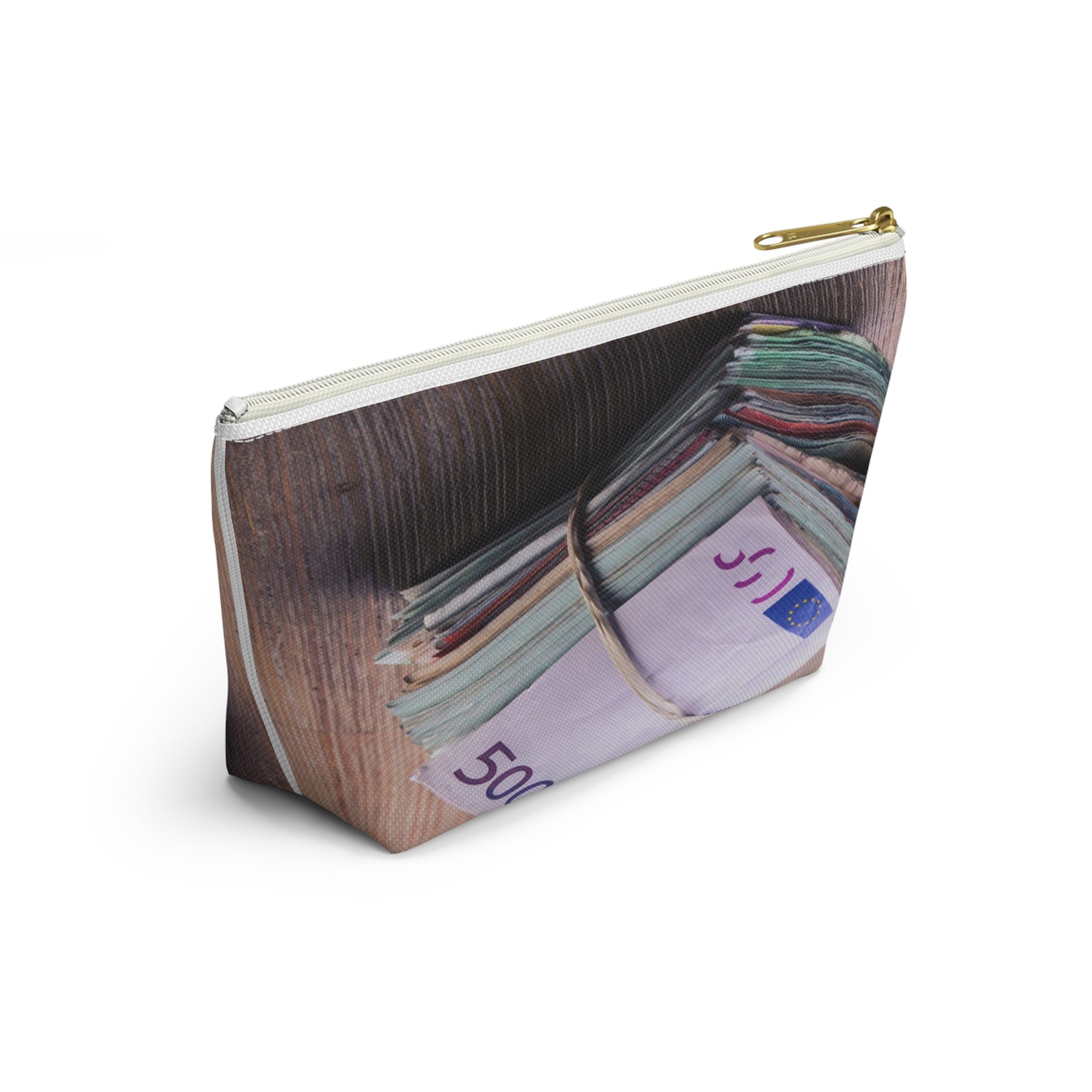 Rolled Euro Banknotes Accessory Pouch | T-Bottom Zipper Pouch