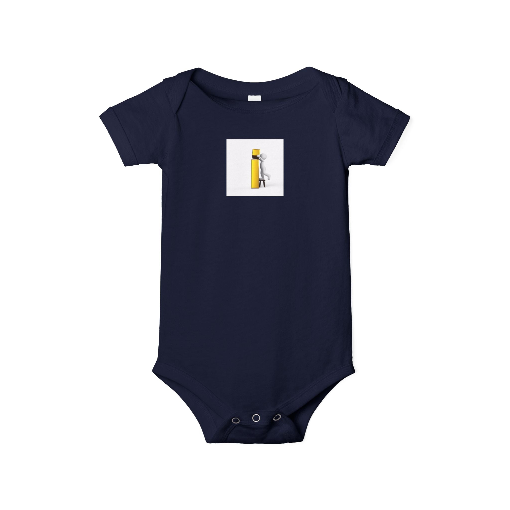 Grenouillère Bébé Jaune Lettre i avec Petite Figurine de Construction | Body Bébé