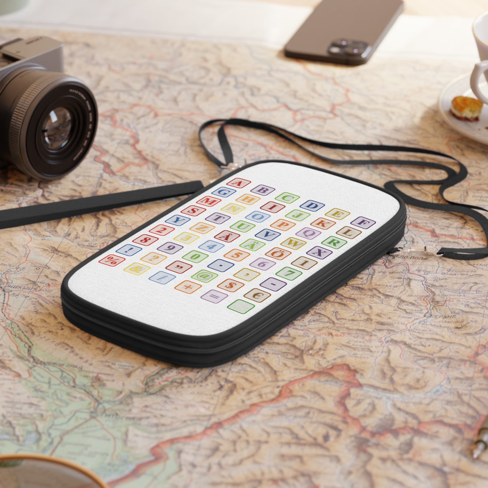 Colorful Keyboard Key Blocks Passport Wallet | Alphabet & Symbols Design