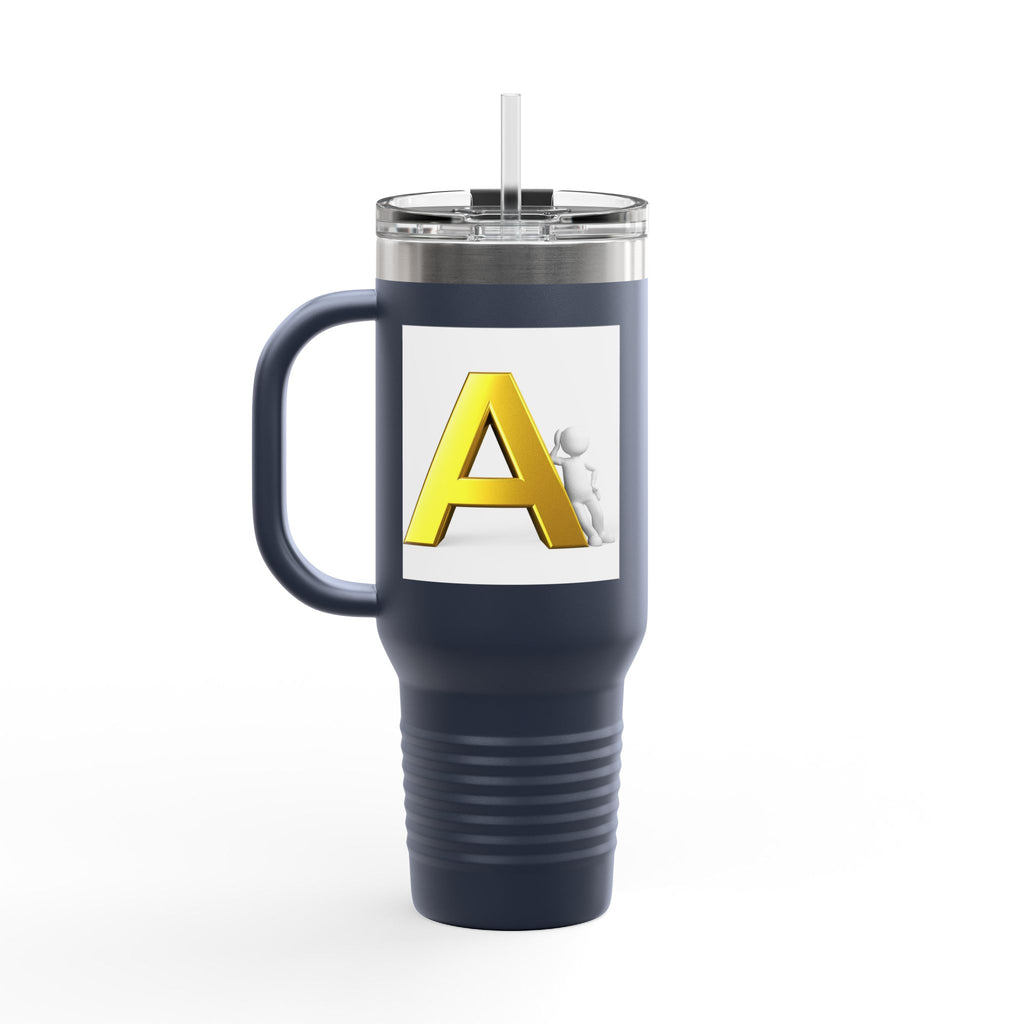Yellow 3D Letter A Initial Travel Mug | 40oz Insulated Tumbler