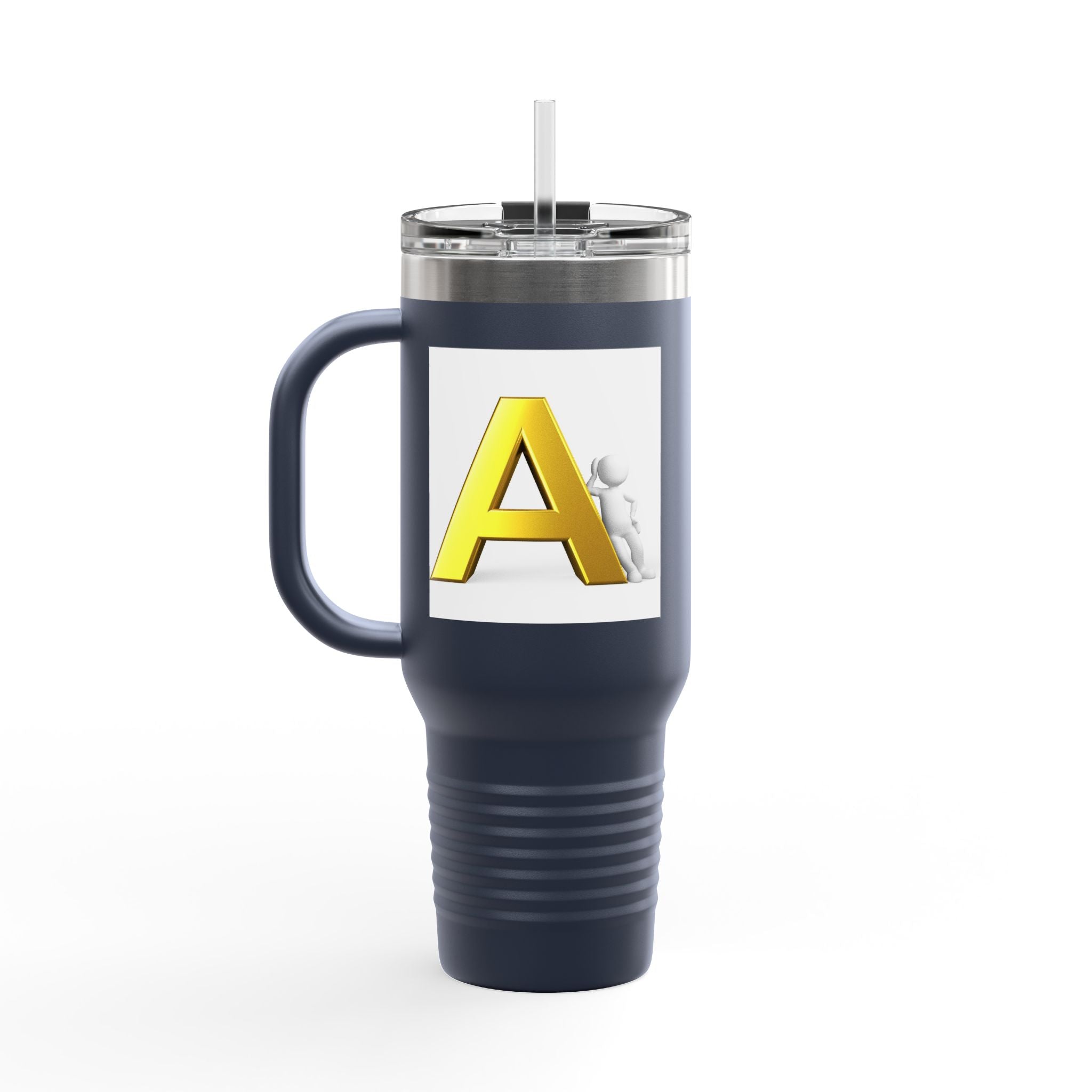 Yellow 3D Letter A Initial Travel Mug | 40oz Insulated Tumbler