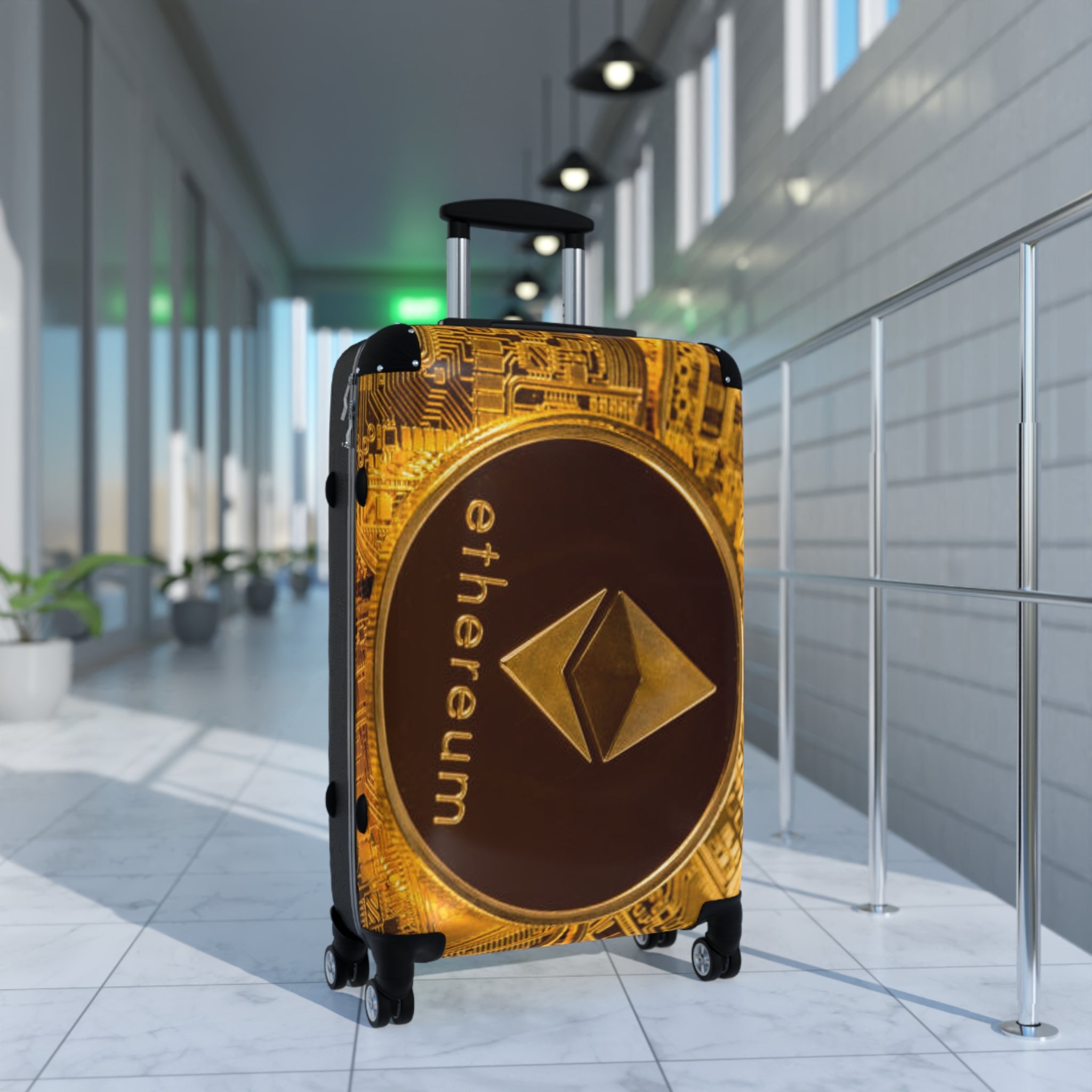 Ethereum Coin Suitcase | Crypto Logo Travel Luggage