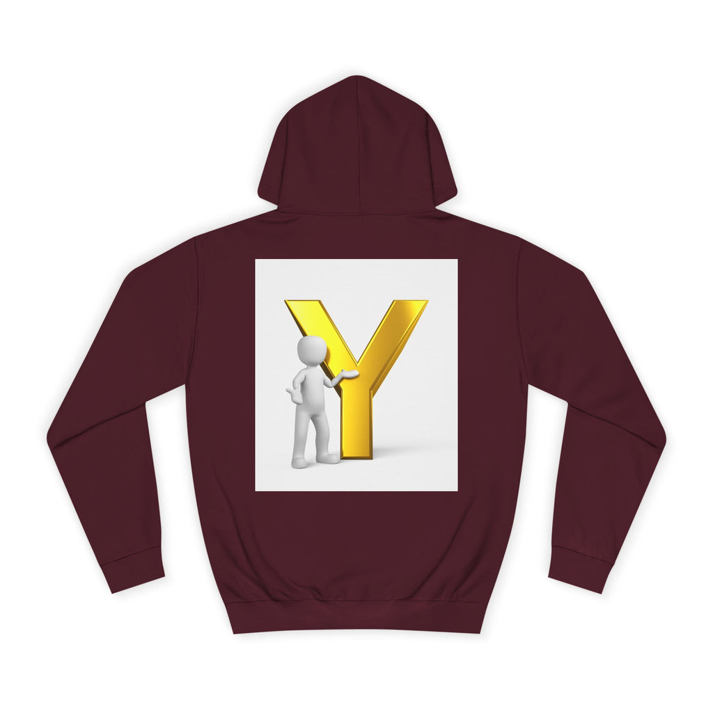 3D Gold Letter Y with Figure Hoodie | Initial Monogram Sweatshirt