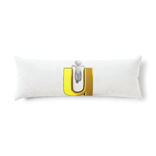 Oreiller de corps avec lettre U dorée en 3D | Oreiller initial monogramme