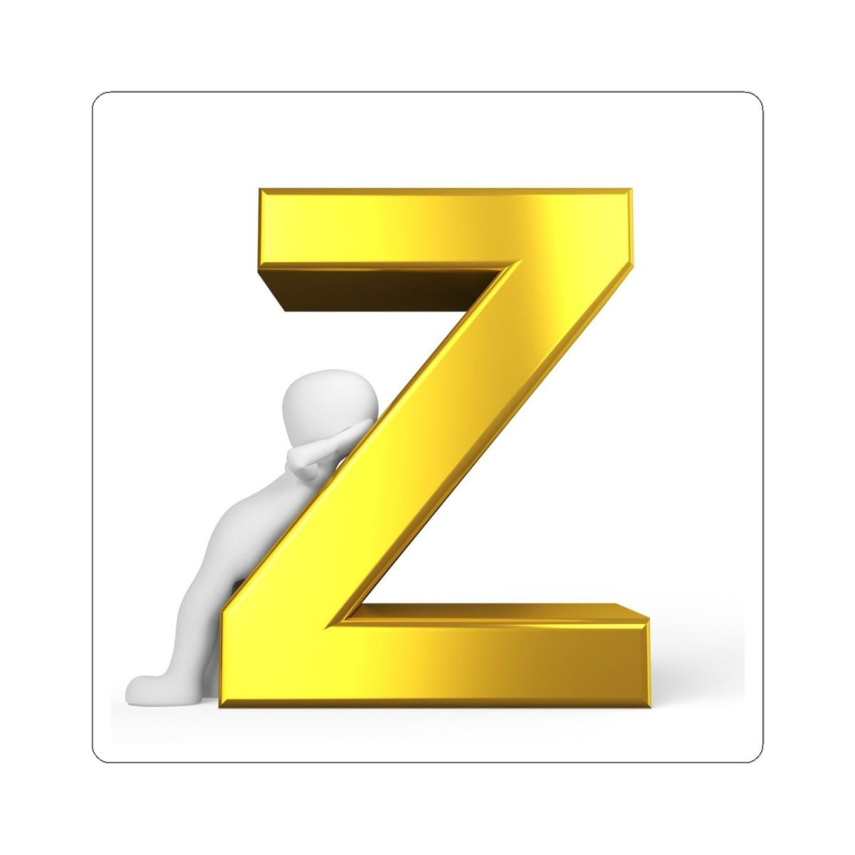 Autocollant 3D doré Lettre Z | Décalcomanie pour ordinateur portable initiale alphabet