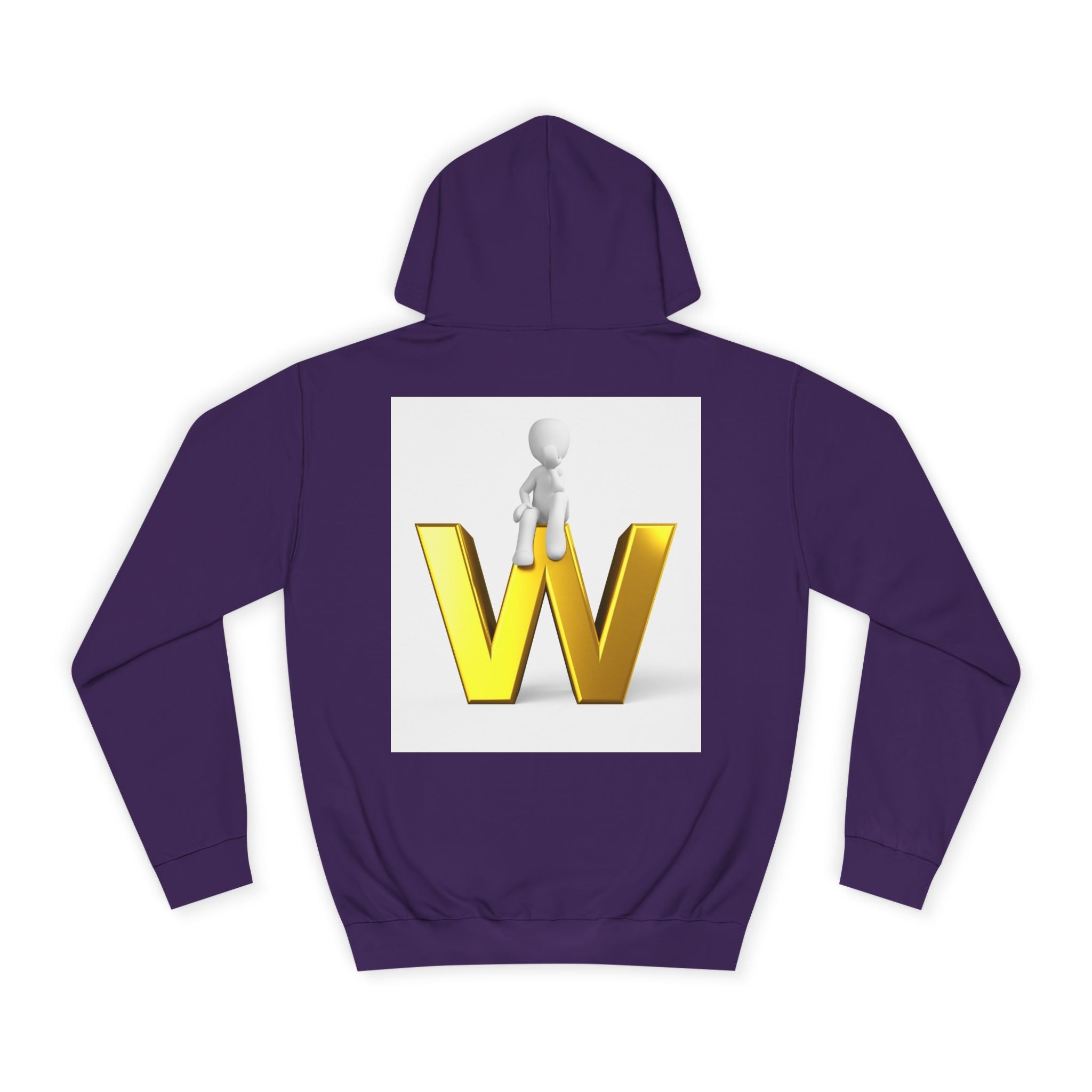 3D Gold W Letter with Sitting Figure Hoodie | Initial W Sweatshirt