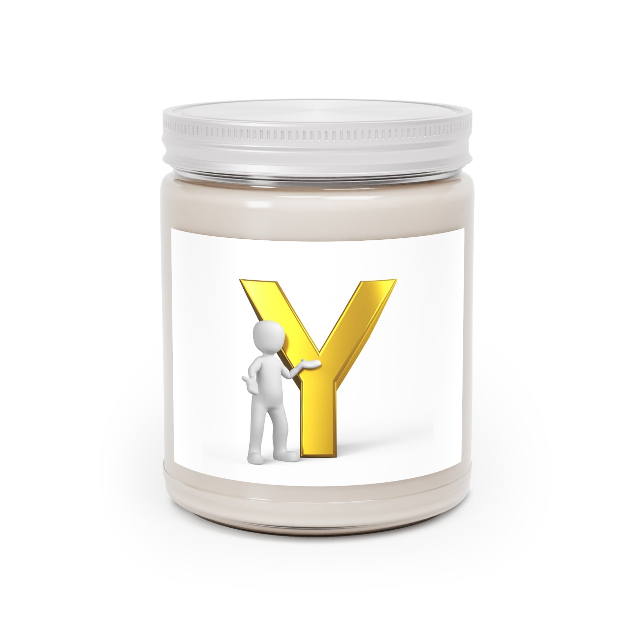 Gold Letter Y Initial Candle Soy Jar | 9oz White Lid