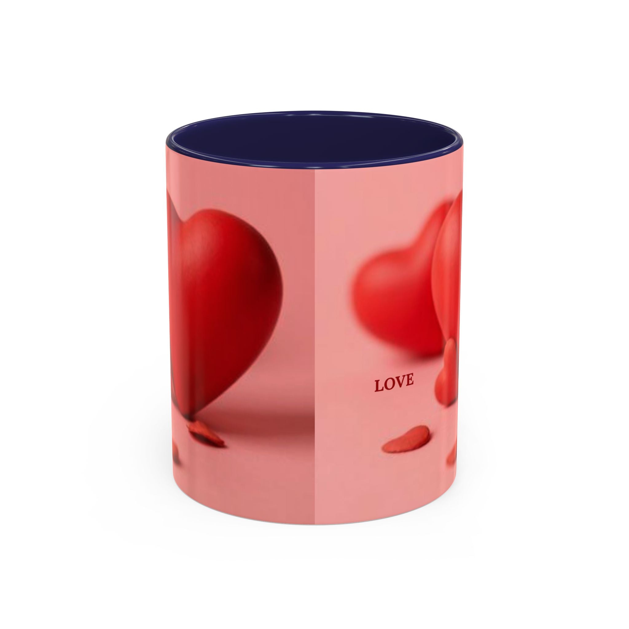 Red Heart Love Design Accent Coffee Mug | Valentine Heart Ceramic Mug