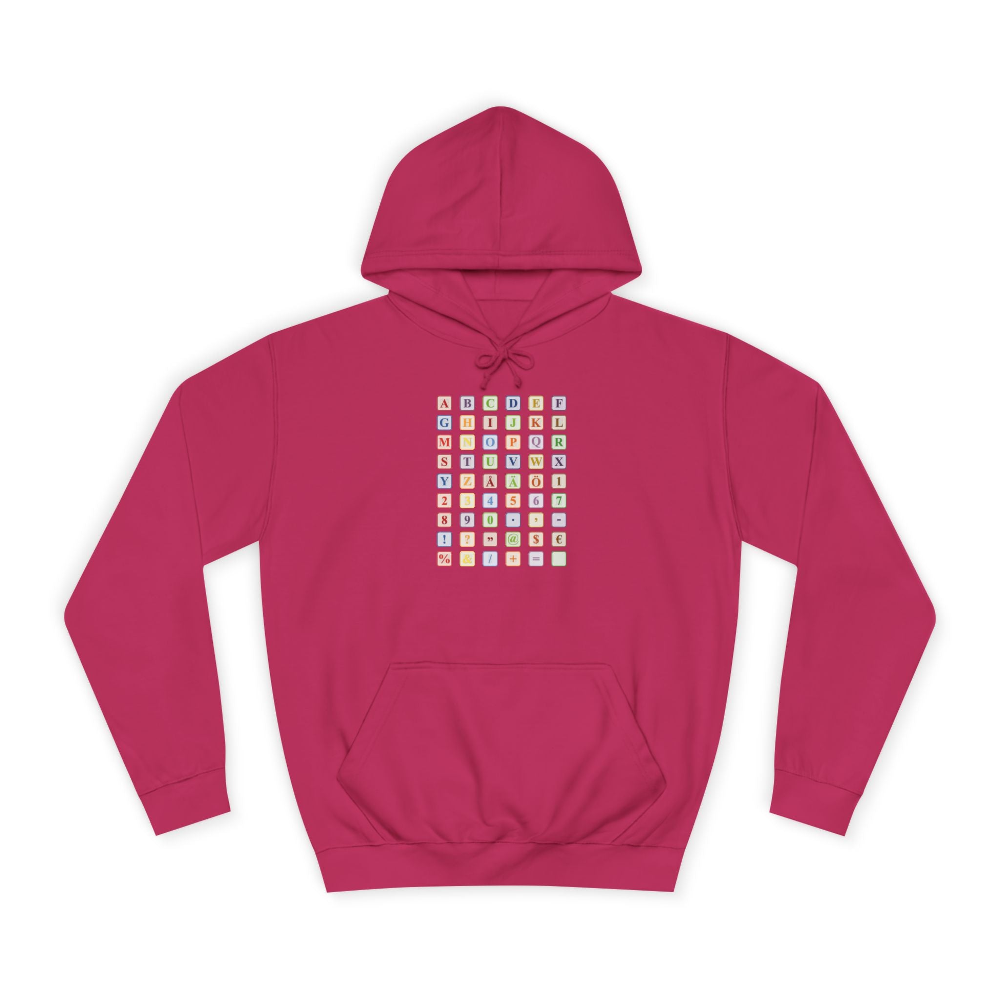 Sweat à capuche Blocs Alphabet | Grille de lettres colorées, imprimé dos et devant