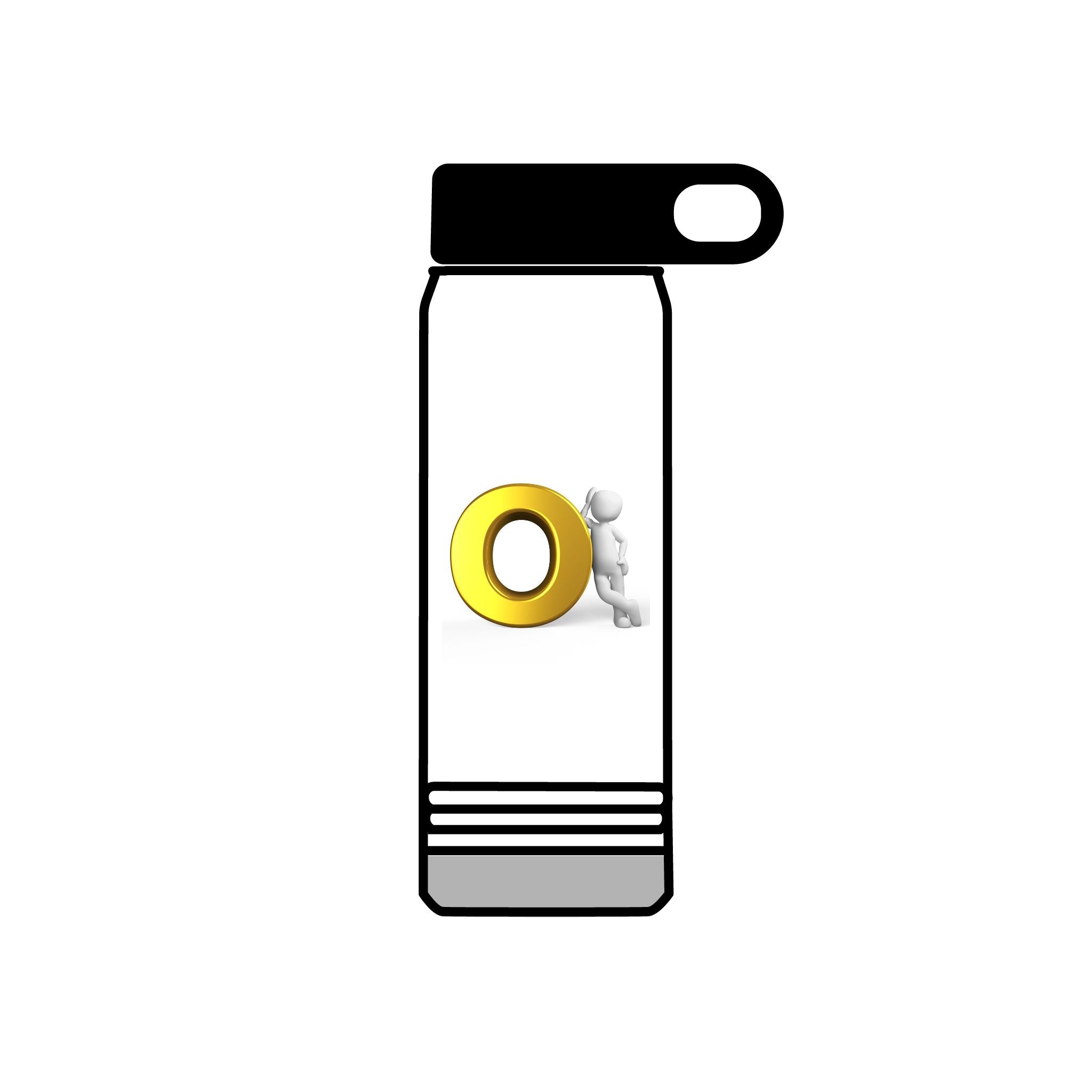 3D Figure Pushing Gold Letter O Water Bottle | 20oz
