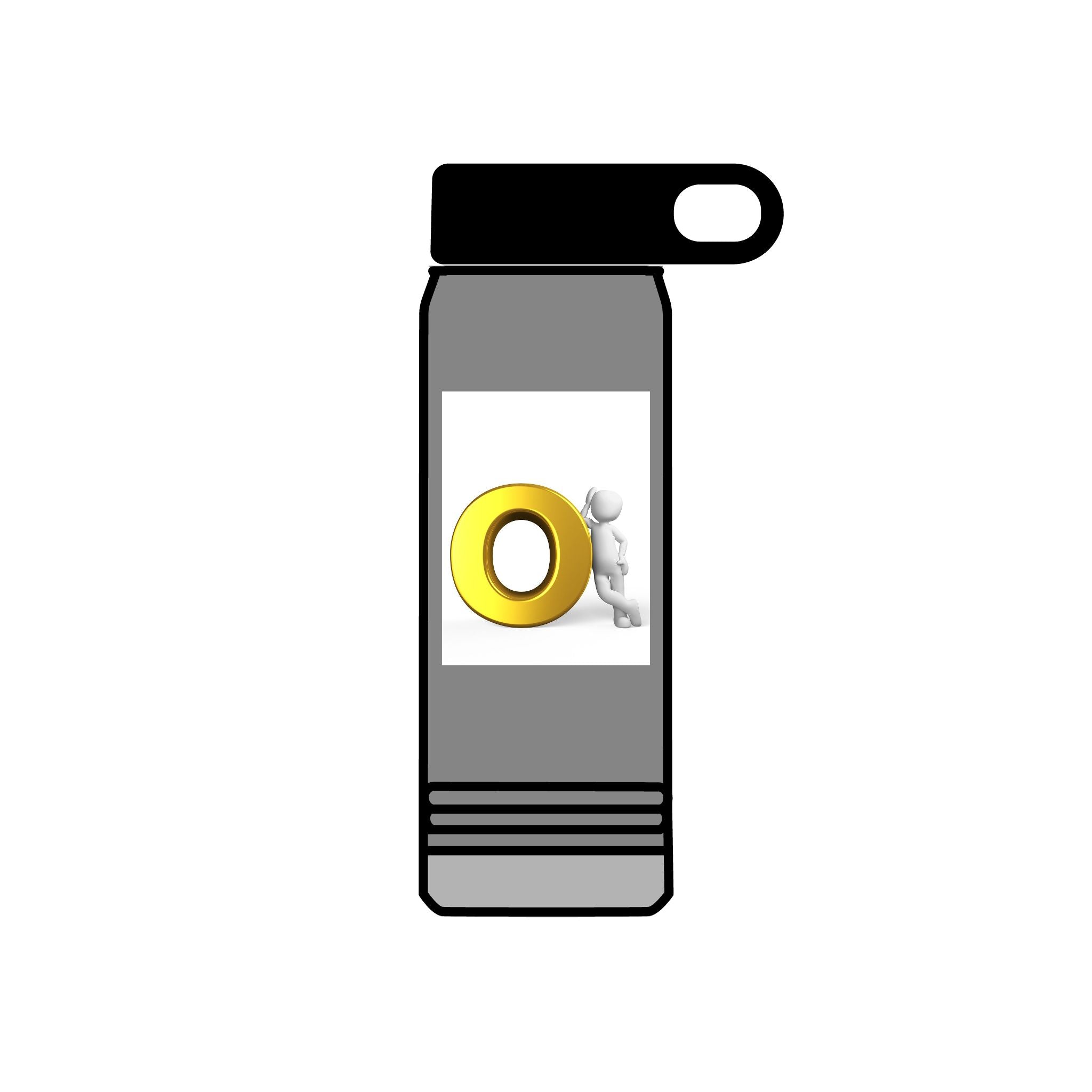 3D Figure Pushing Gold Letter O Water Bottle | 20oz