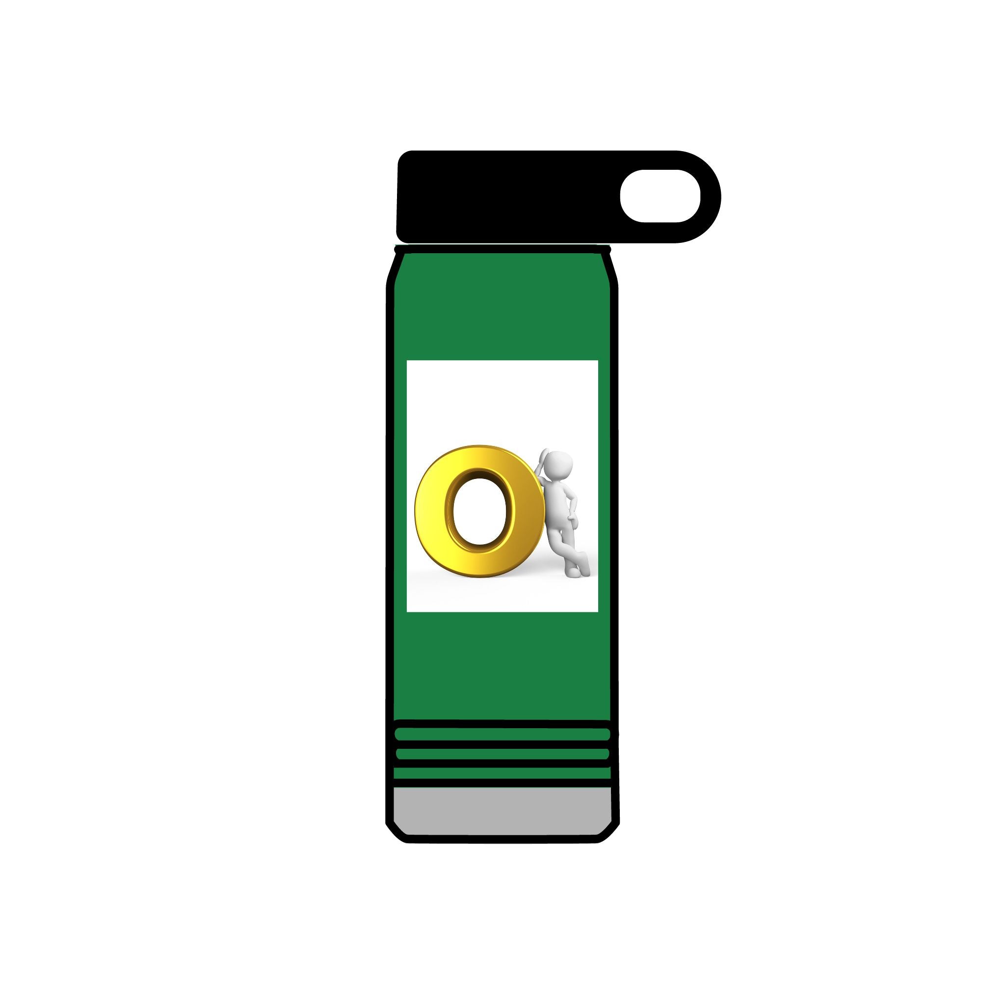 3D Figure Pushing Gold Letter O Water Bottle | 20oz