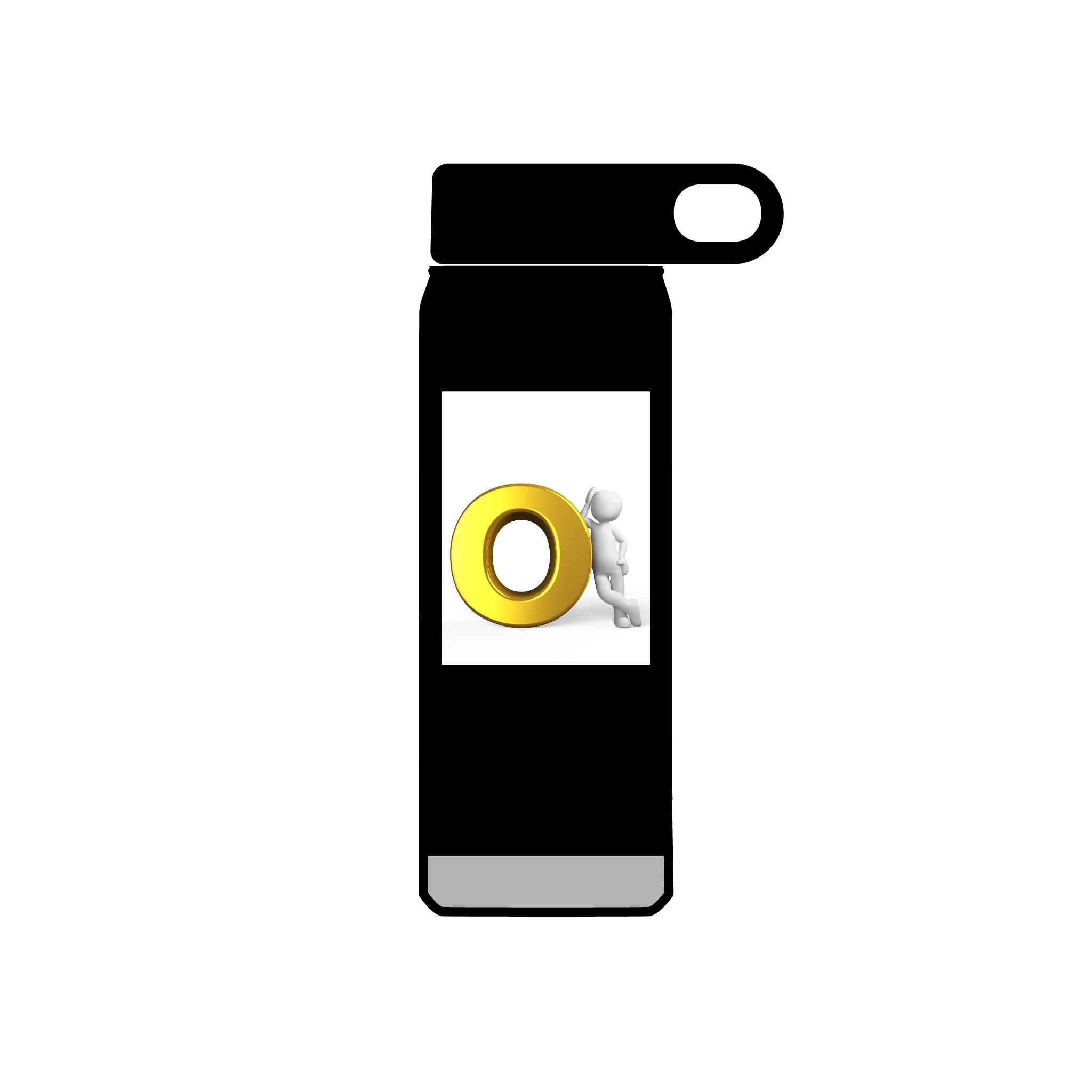 3D Figure Pushing Gold Letter O Water Bottle | 20oz