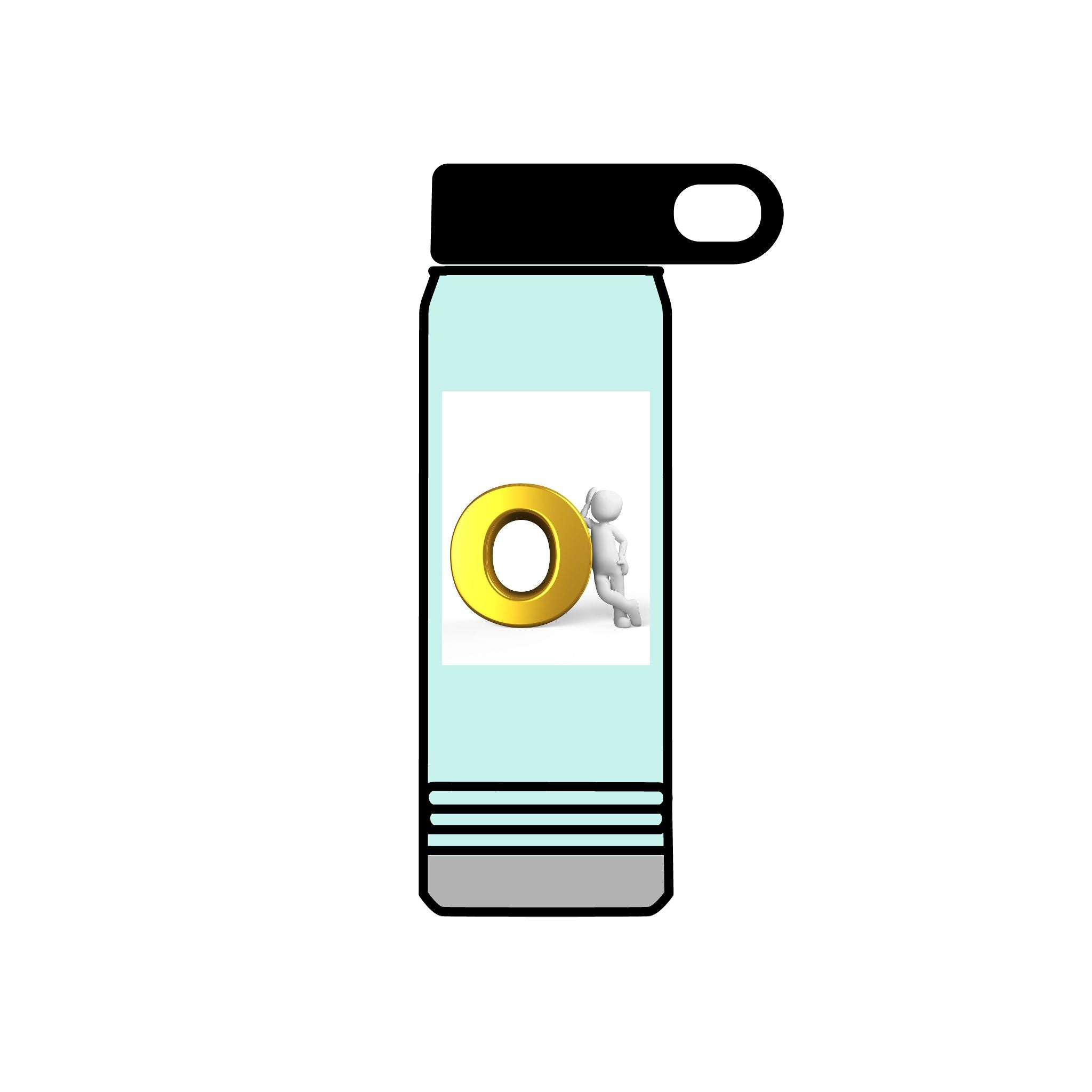 3D Figure Pushing Gold Letter O Water Bottle | 20oz