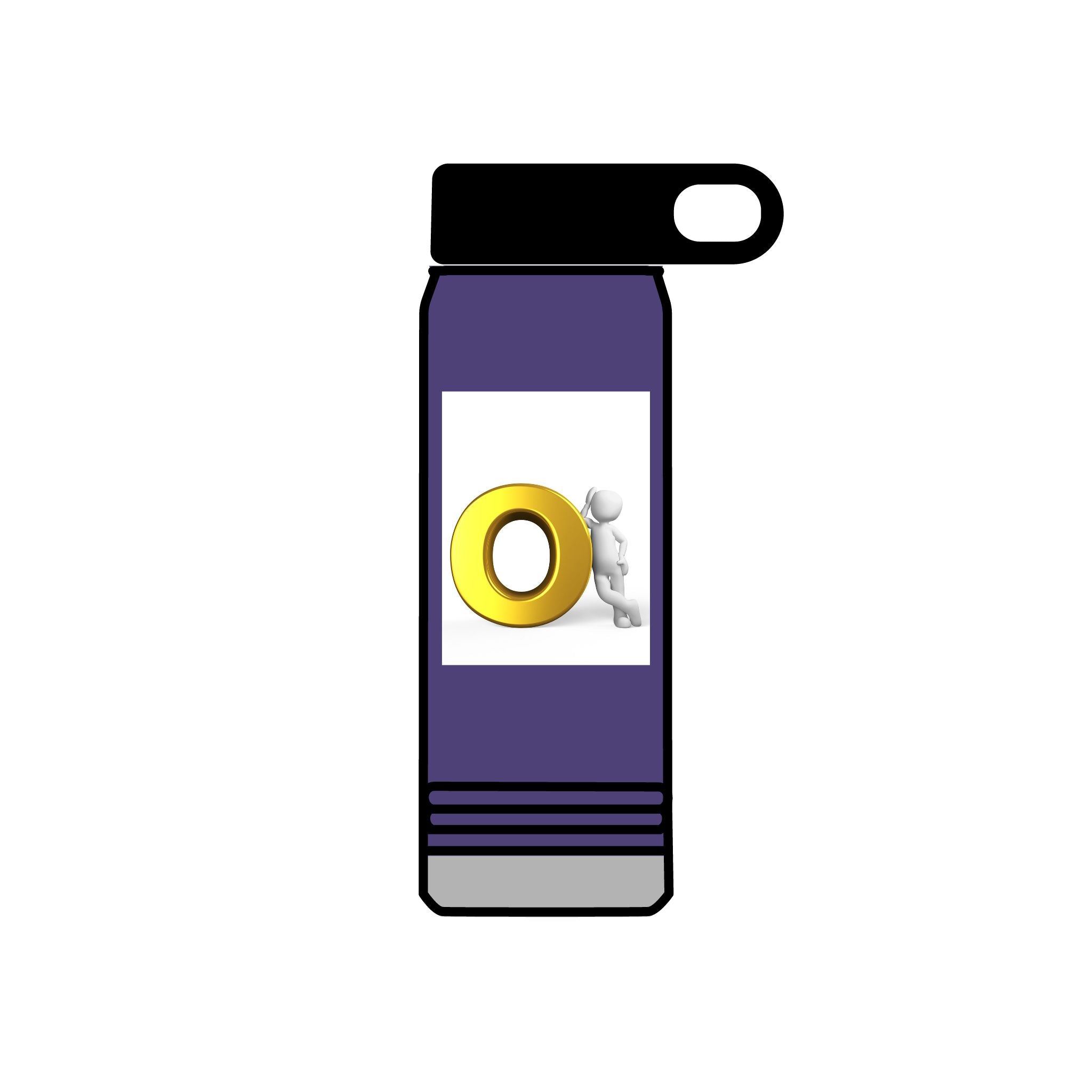 3D Figure Pushing Gold Letter O Water Bottle | 20oz