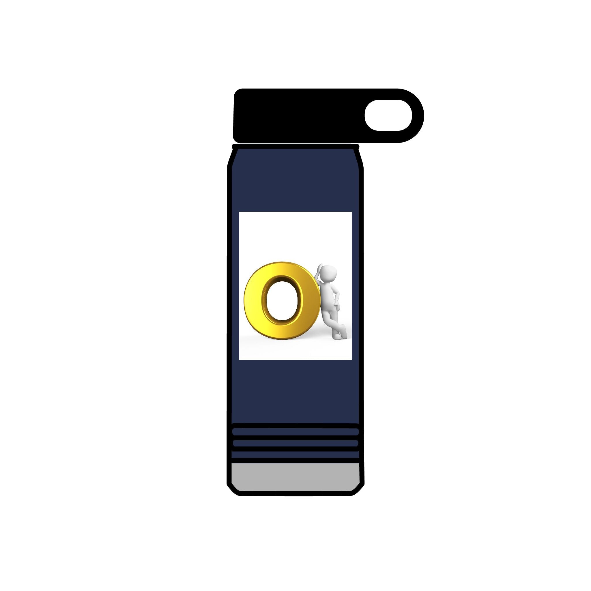 3D Figure Pushing Gold Letter O Water Bottle | 20oz