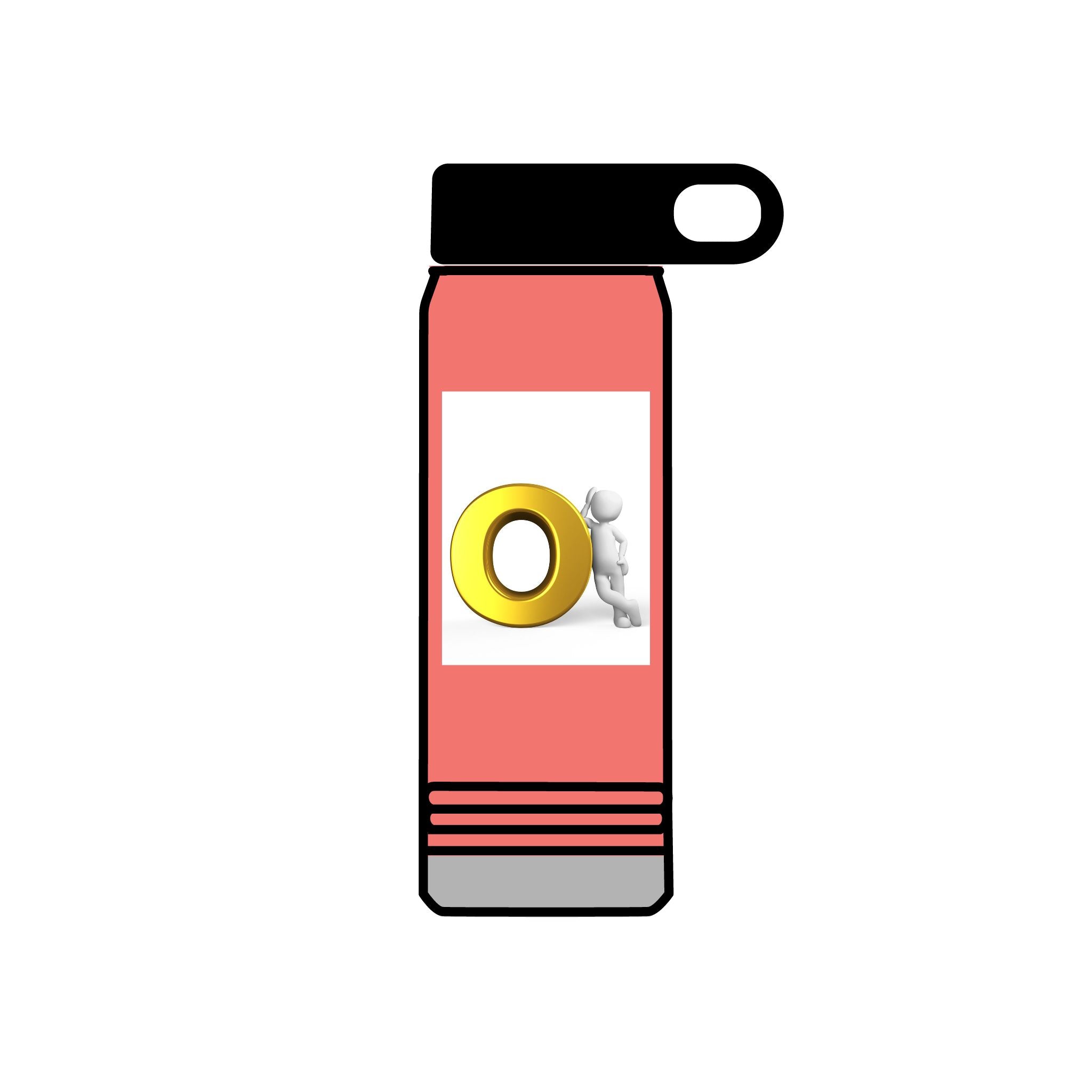 3D Figure Pushing Gold Letter O Water Bottle | 20oz