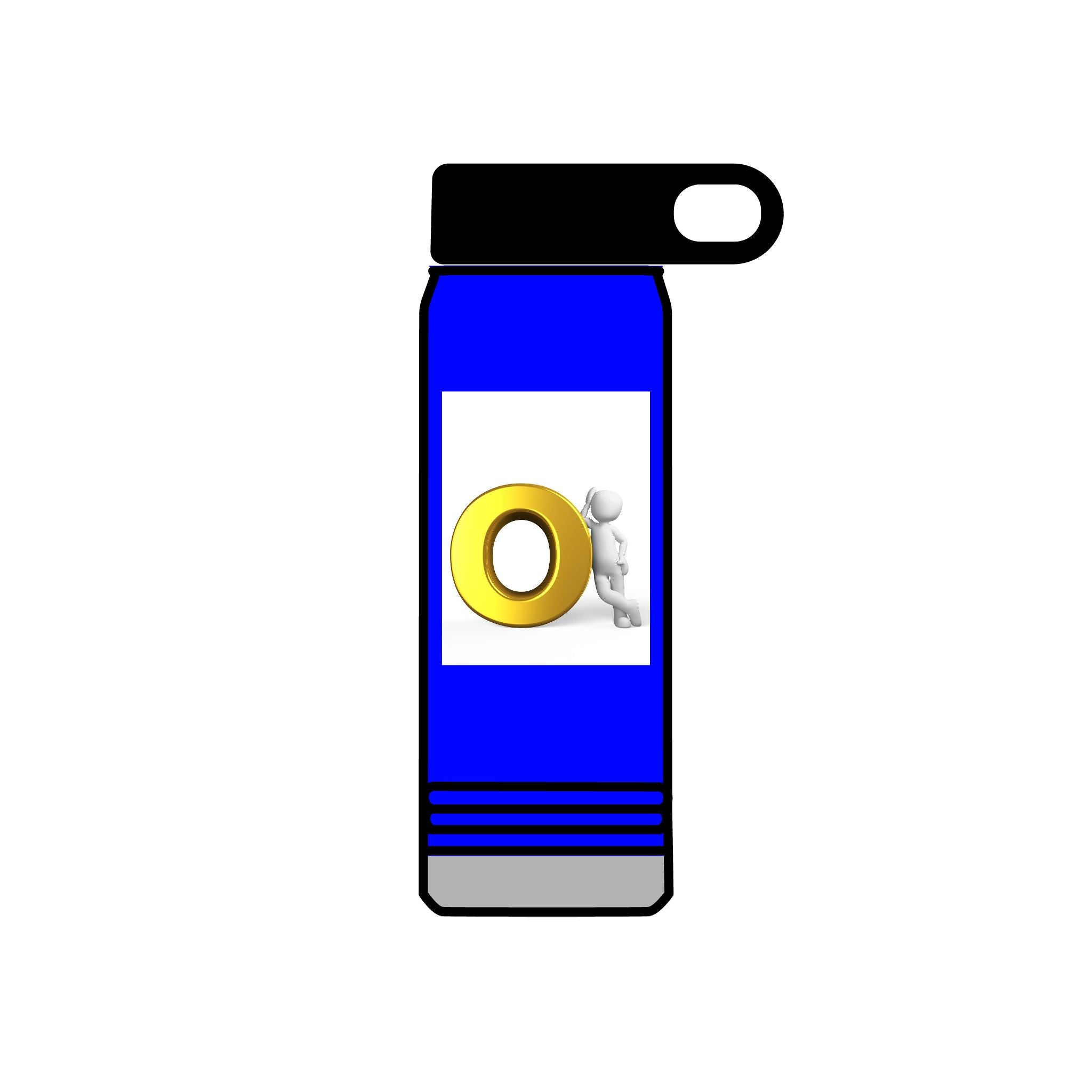 3D Figure Pushing Gold Letter O Water Bottle | 20oz