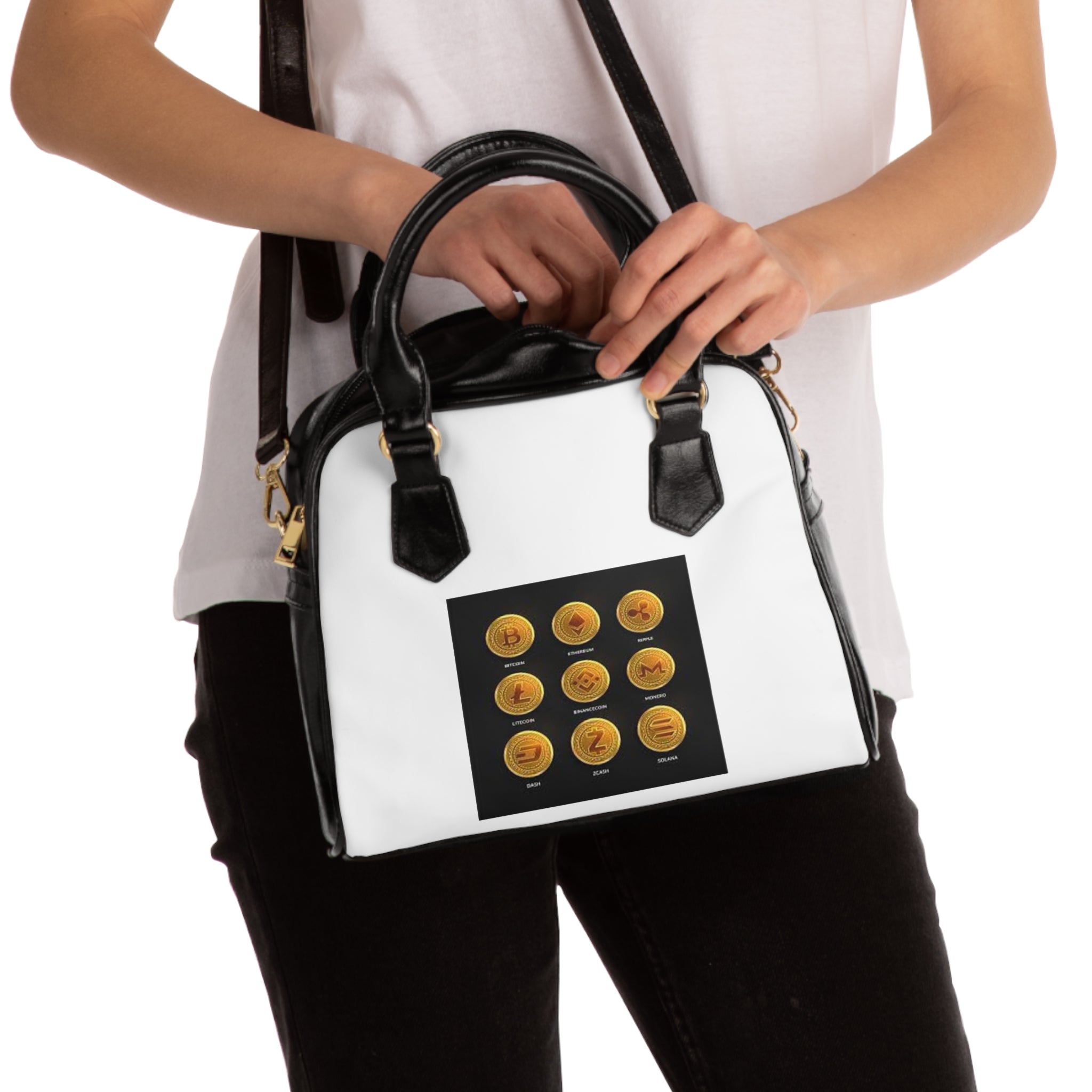 Cryptocoins Shoulder Handbag | Cute Emoji Snack Pattern