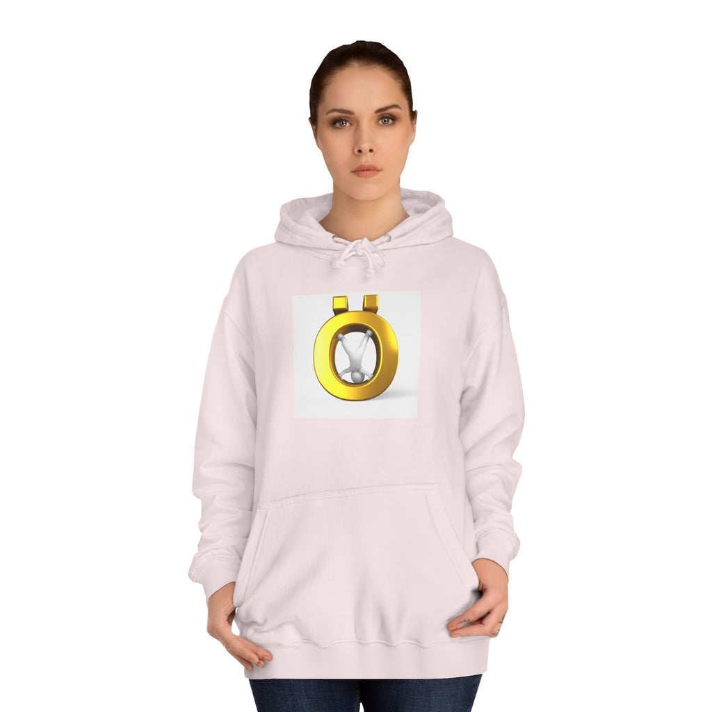 Gold Letter Ö Hoodie | Minimal Jewelry Logo, White Pullover