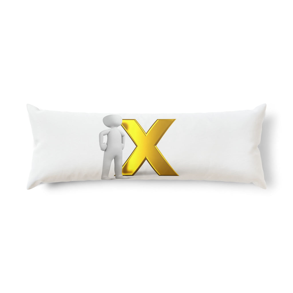 3D Character with Gold X Body Pillow | Letter X Decorative Pillow