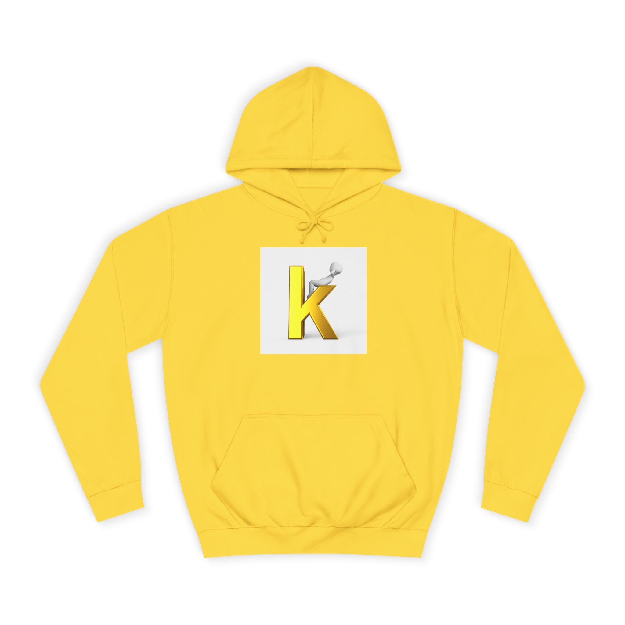 Gold 3D Letter K Hoodie | Monogram Initial K Sweatshirt