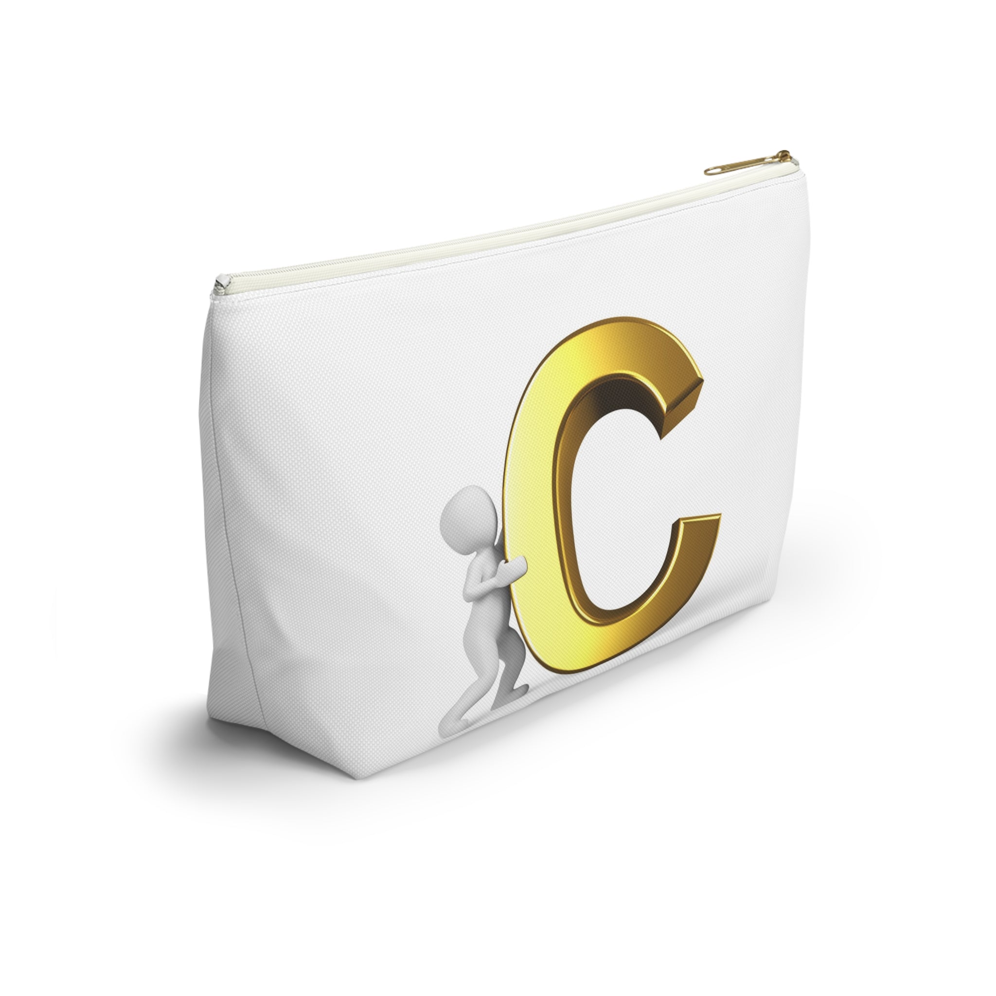 Gold Letter C Monogram Accessory Pouch | Initial Cosmetic Bag
