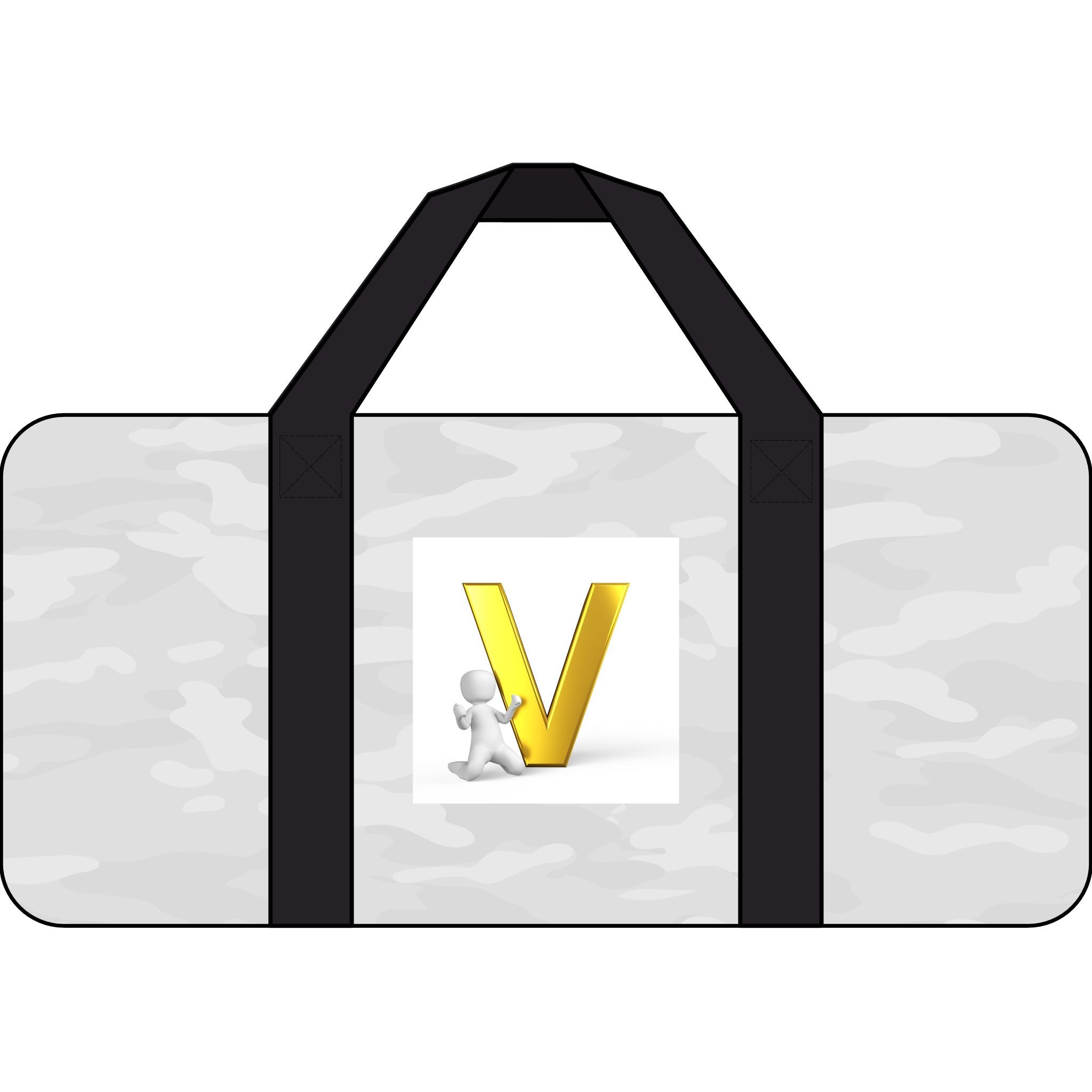 Gold Letter V Monogram Tripper Duffel Bag | Checkered or Camo Strap