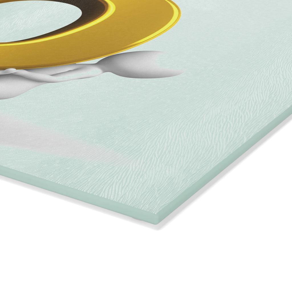 Gold Letter P Illustration Glass Cutting Board | Alphabet Kitchen Décor