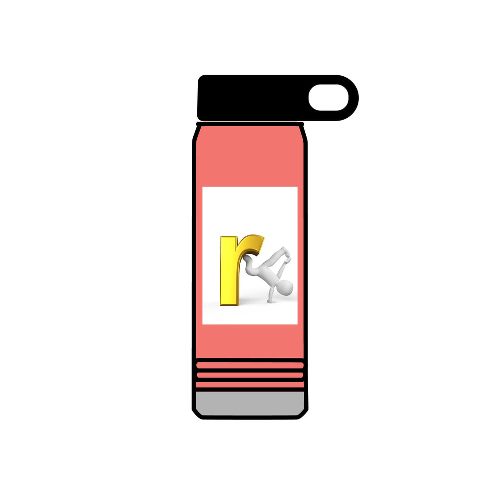 Yellow Letter R with Cartoon Figure Water Bottle | 20oz Insulated Stainless