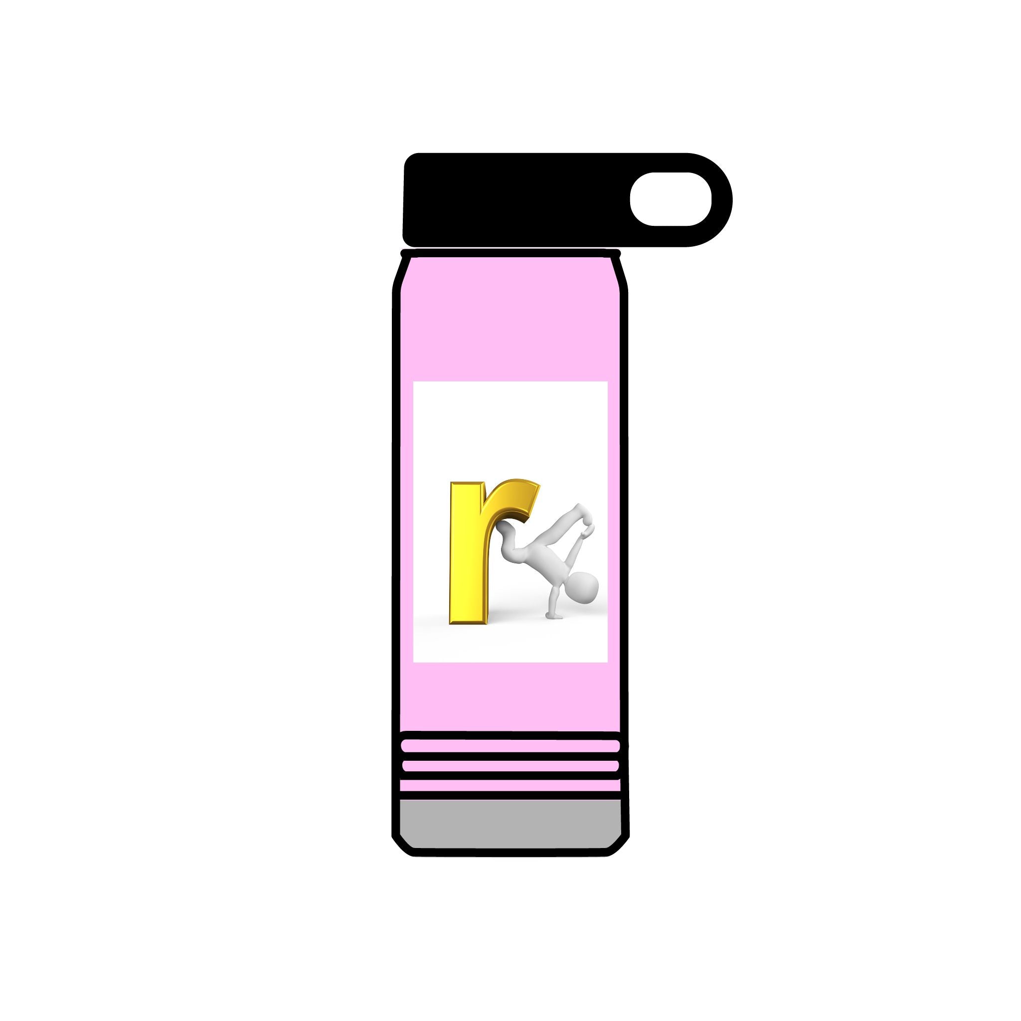 Yellow Letter R with Cartoon Figure Water Bottle | 20oz Insulated Stainless